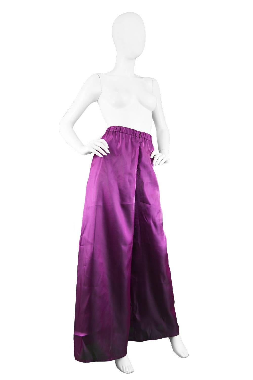 Christian Lacroix Vintage Wide Leg Iridescent Purple Palazzo Pants, 1990s In Good Condition In Doncaster, South Yorkshire