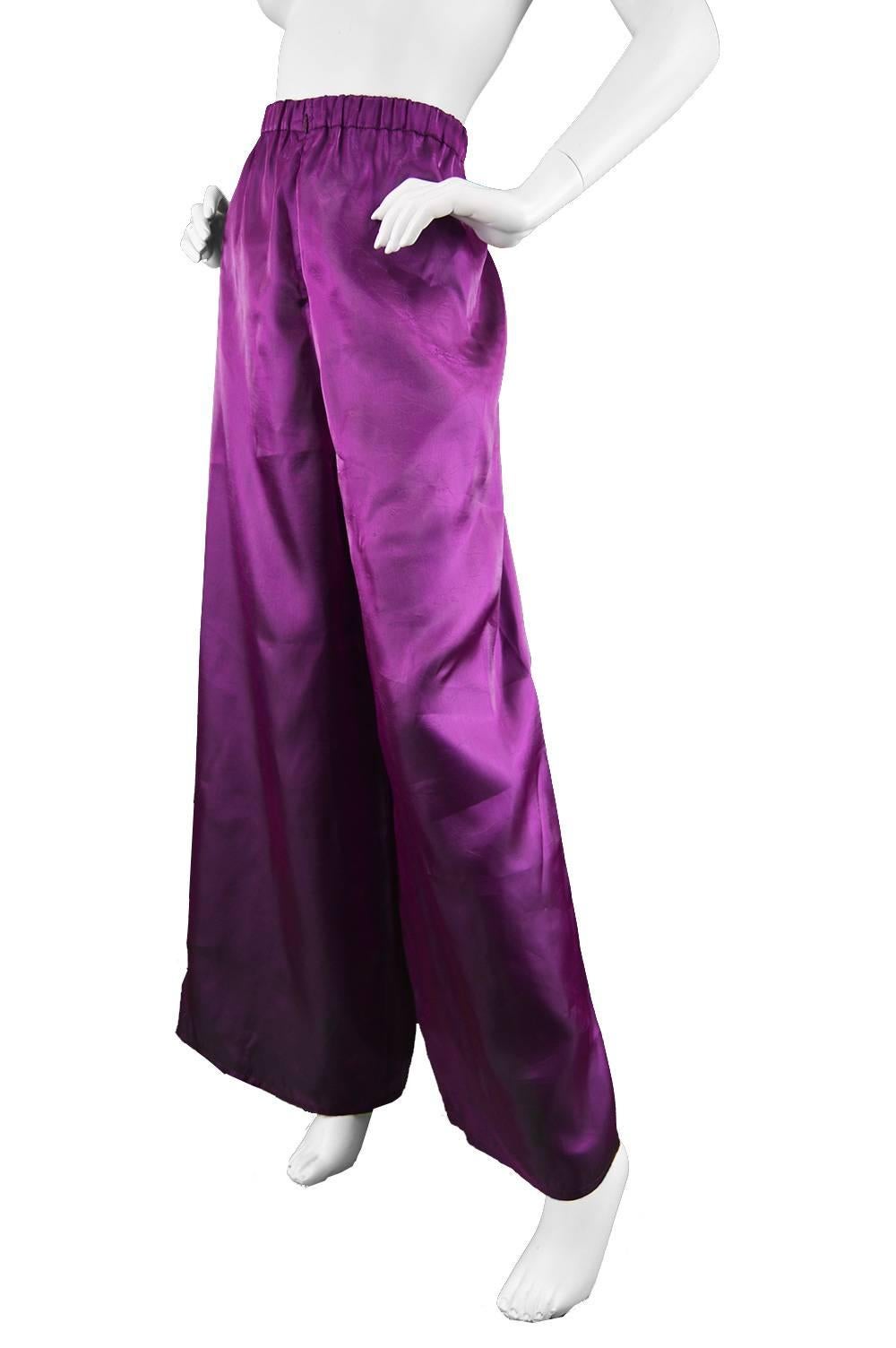 Christian Lacroix Vintage Wide Leg Iridescent Purple Palazzo Pants, 1990s 1