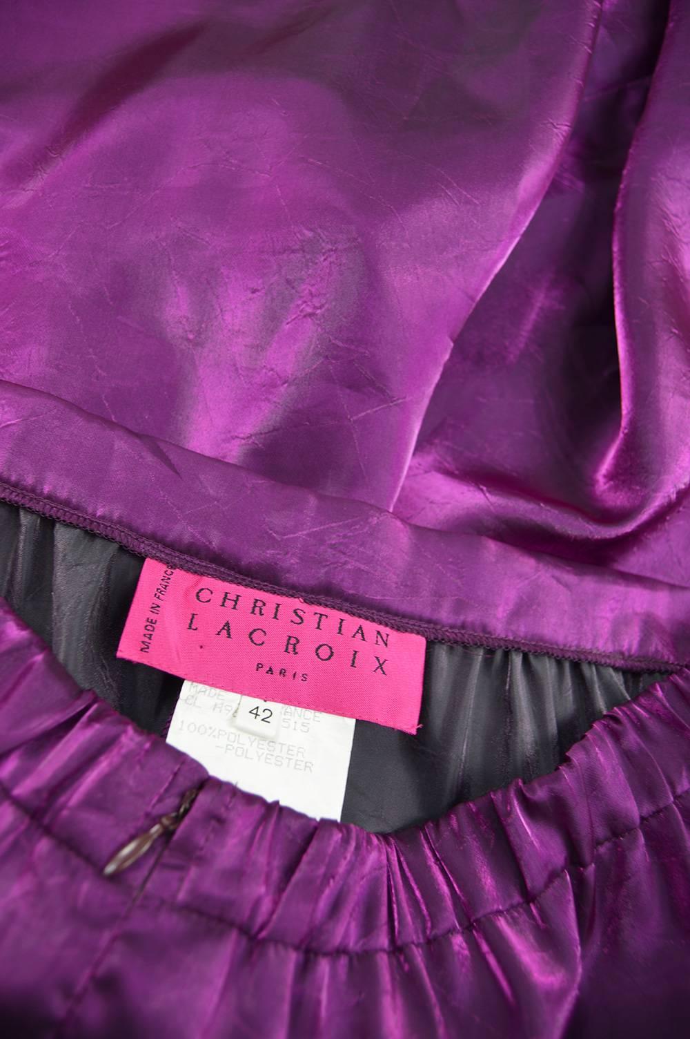 Christian Lacroix Vintage Wide Leg Iridescent Purple Palazzo Pants, 1990s 3