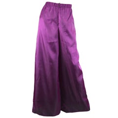 Christian Lacroix Vintage Wide Leg Iridescent Purple Palazzo Pants, 1990s