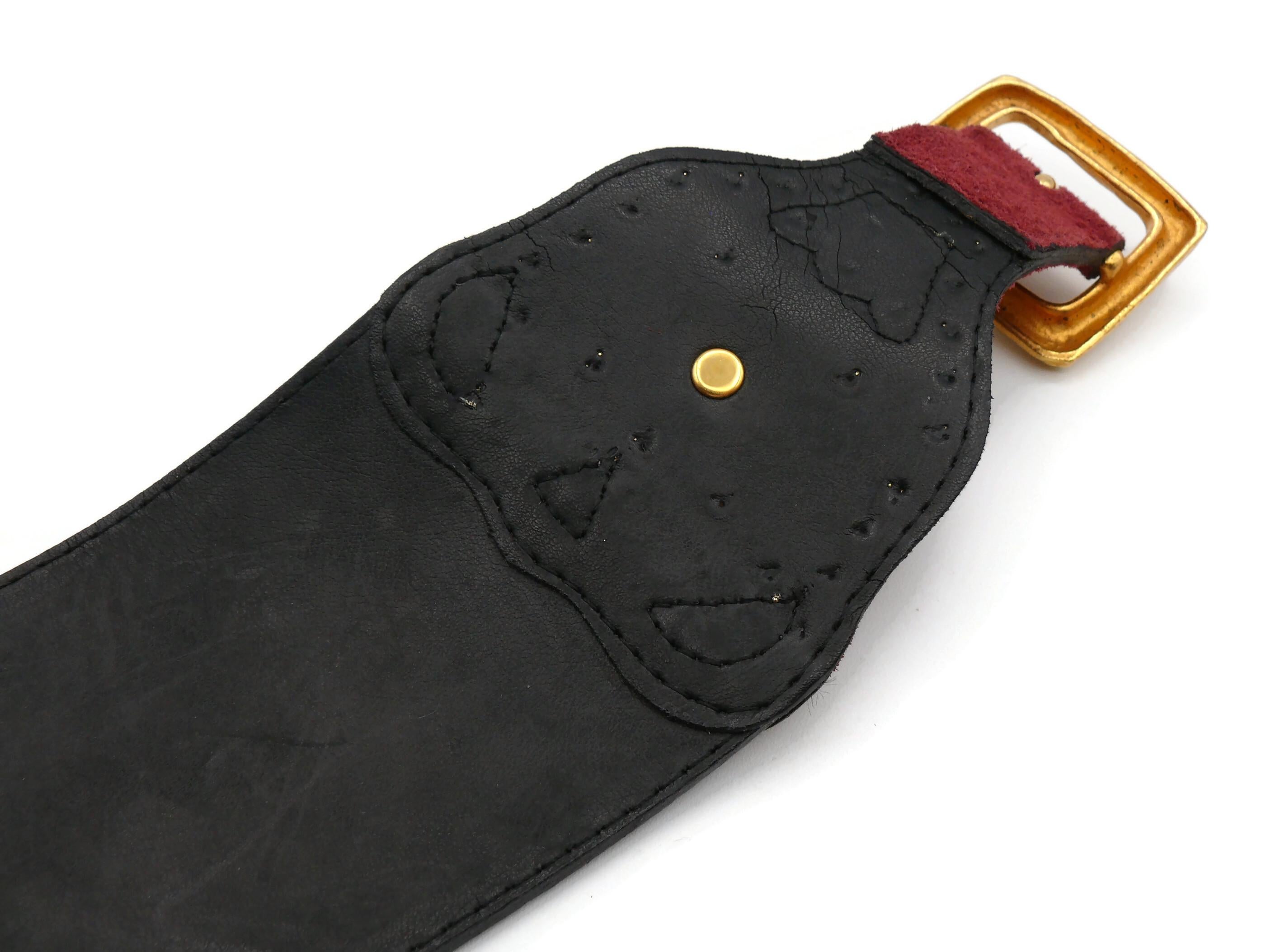 CHRISTIAN LACROIX Vintage Wide Studded Leather Belt For Sale 9