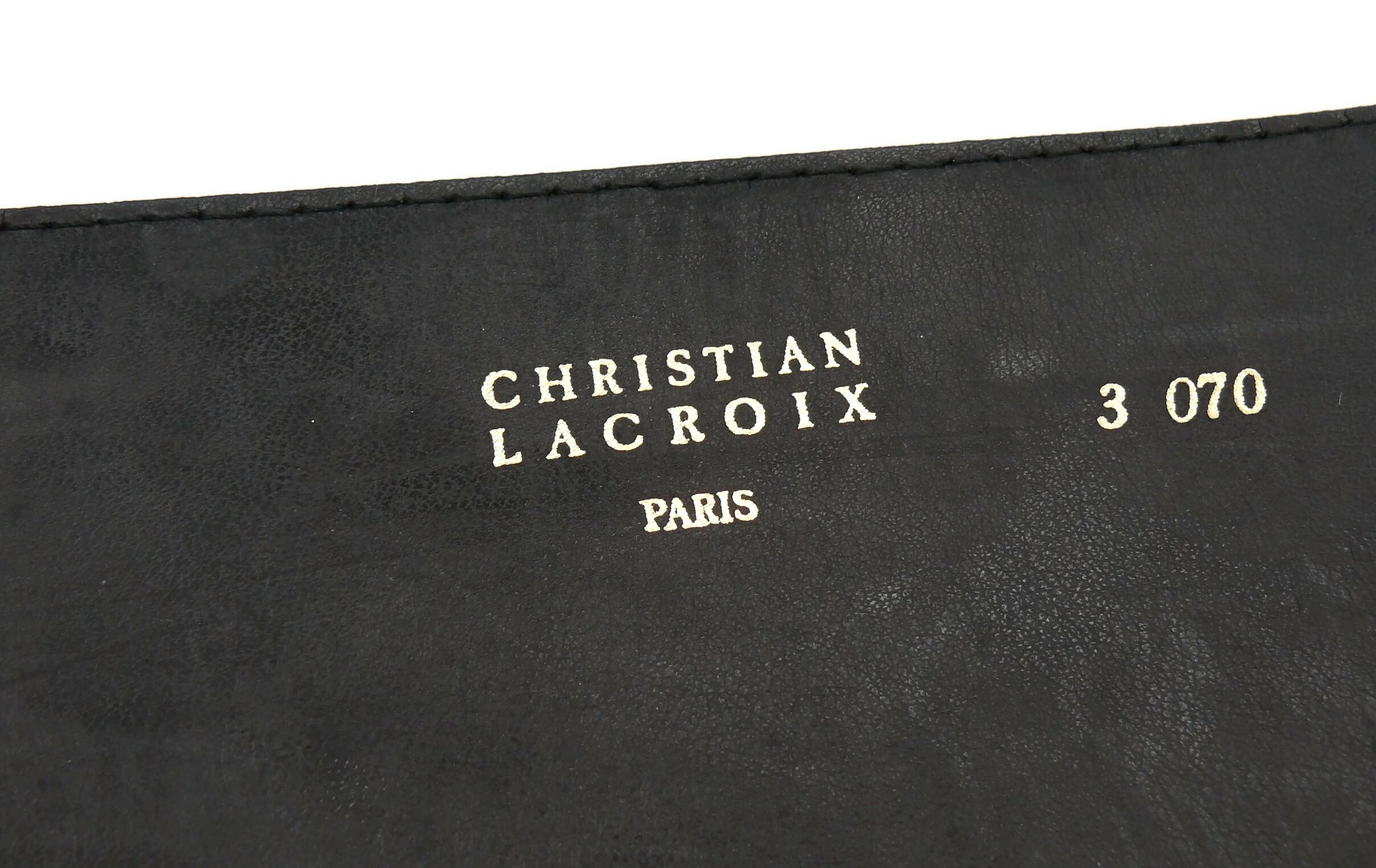 CHRISTIAN LACROIX Vintage Wide Studded Leather Belt For Sale 10