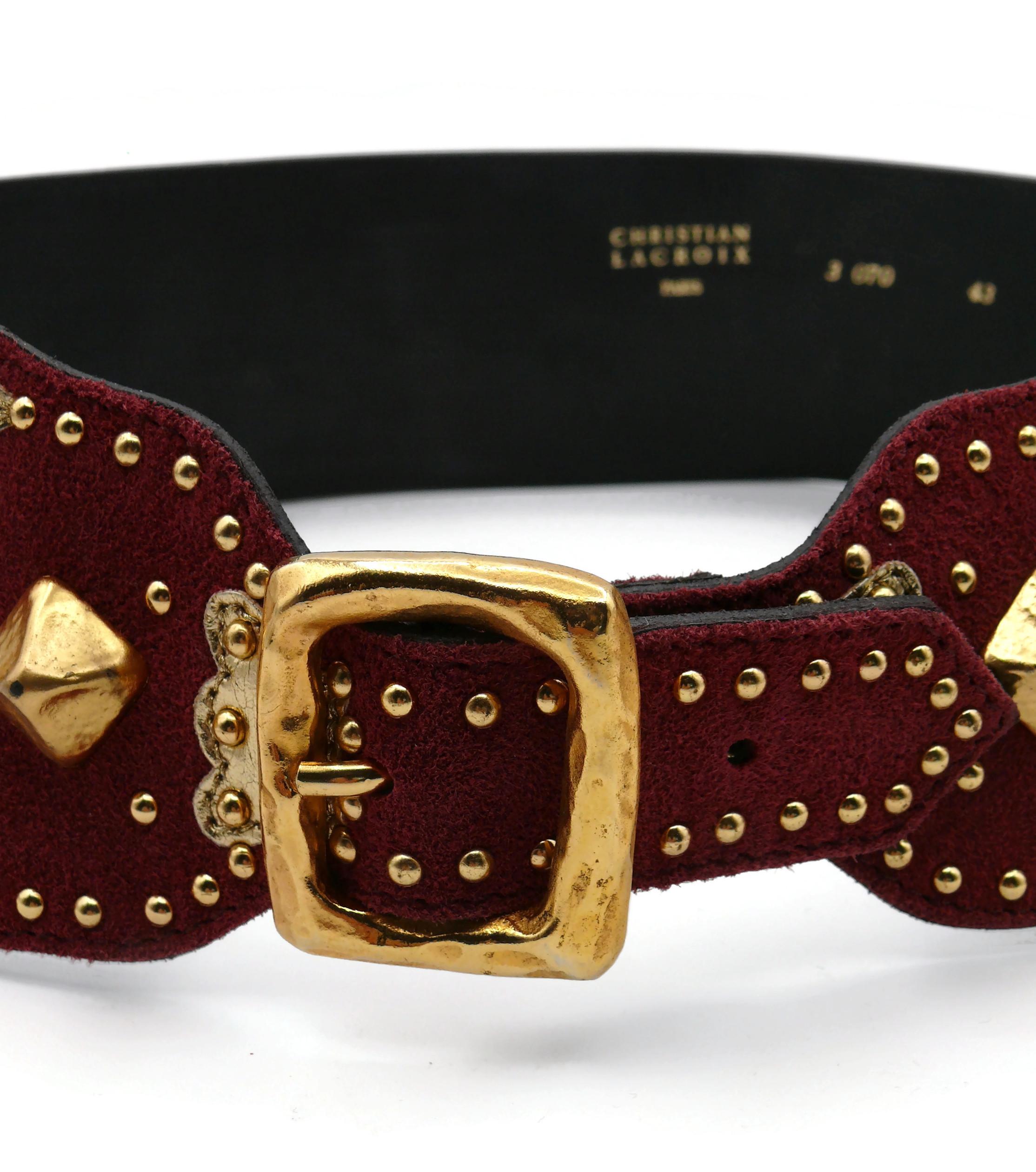 CHRISTIAN LACROIX Vintage Wide Studded Leather Belt In Fair Condition For Sale In Nice, FR