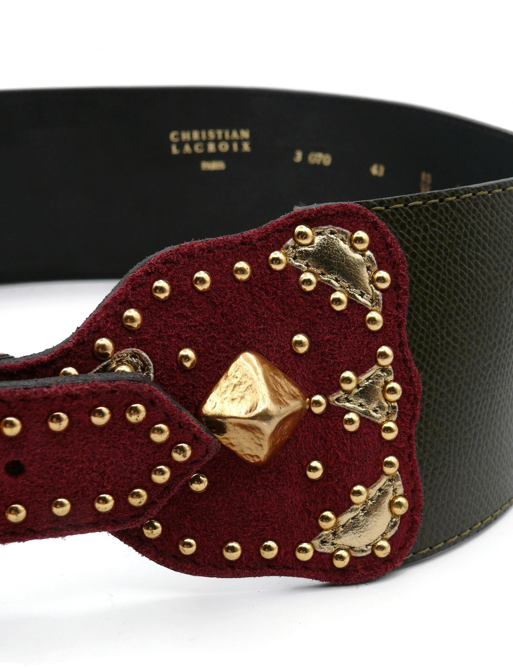 Women's CHRISTIAN LACROIX Vintage Wide Studded Leather Belt For Sale