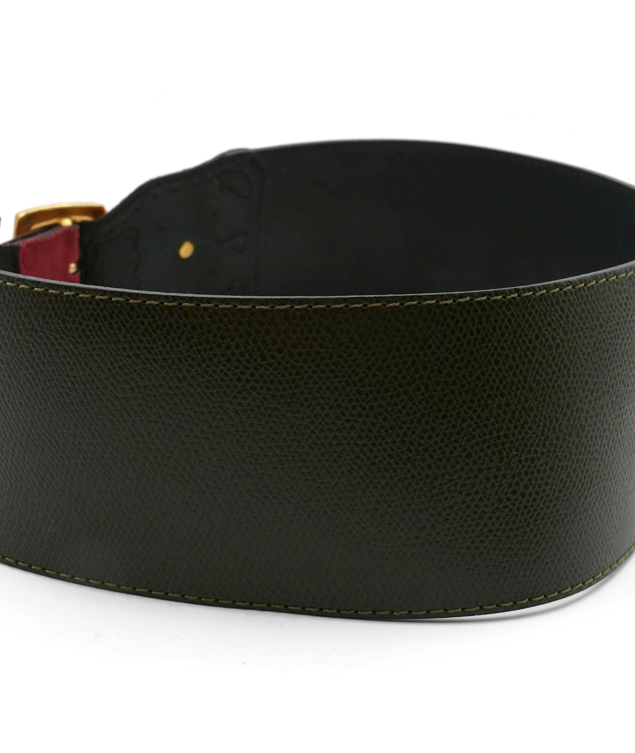CHRISTIAN LACROIX Vintage Wide Studded Leather Belt For Sale 2
