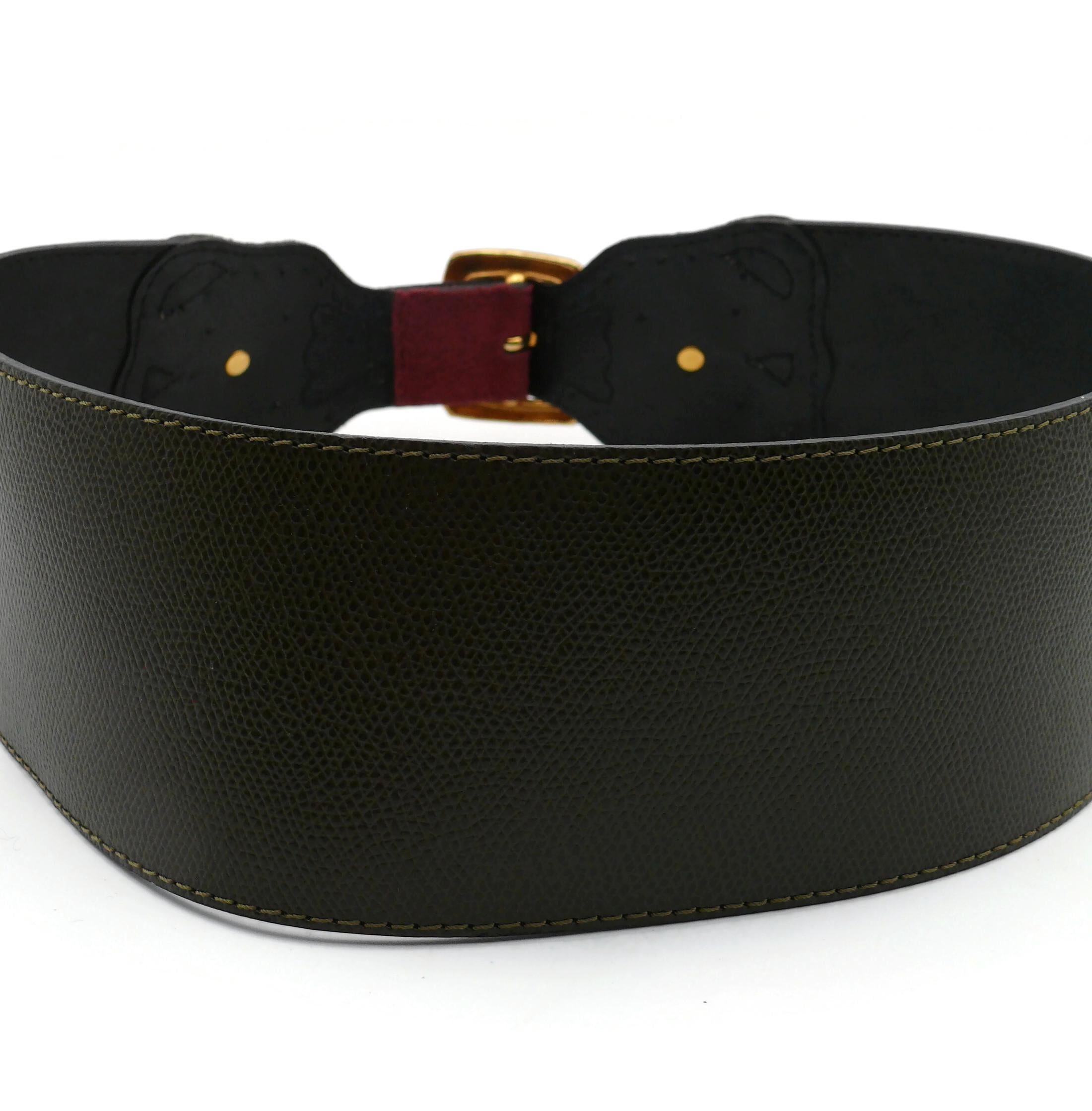 CHRISTIAN LACROIX Vintage Wide Studded Leather Belt For Sale 3