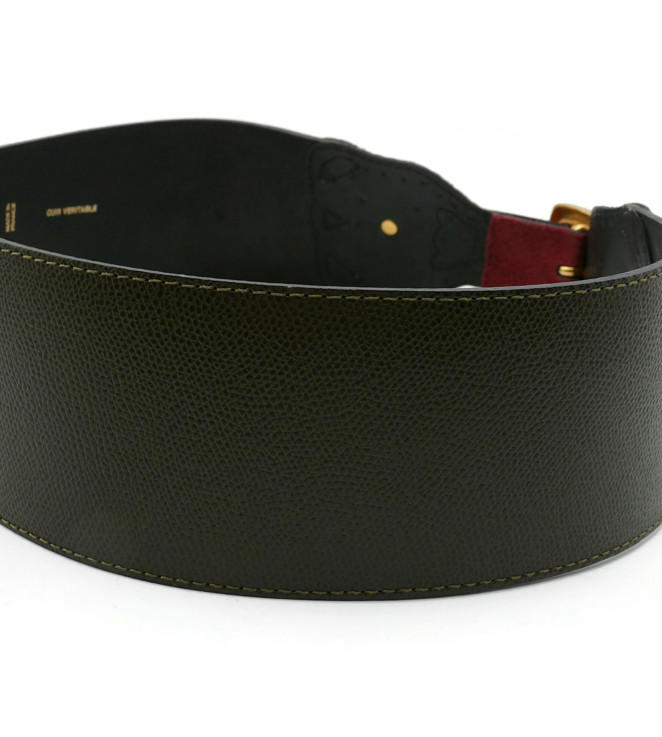 CHRISTIAN LACROIX Cinturón ancho vintage de piel con tachuelas en venta 3