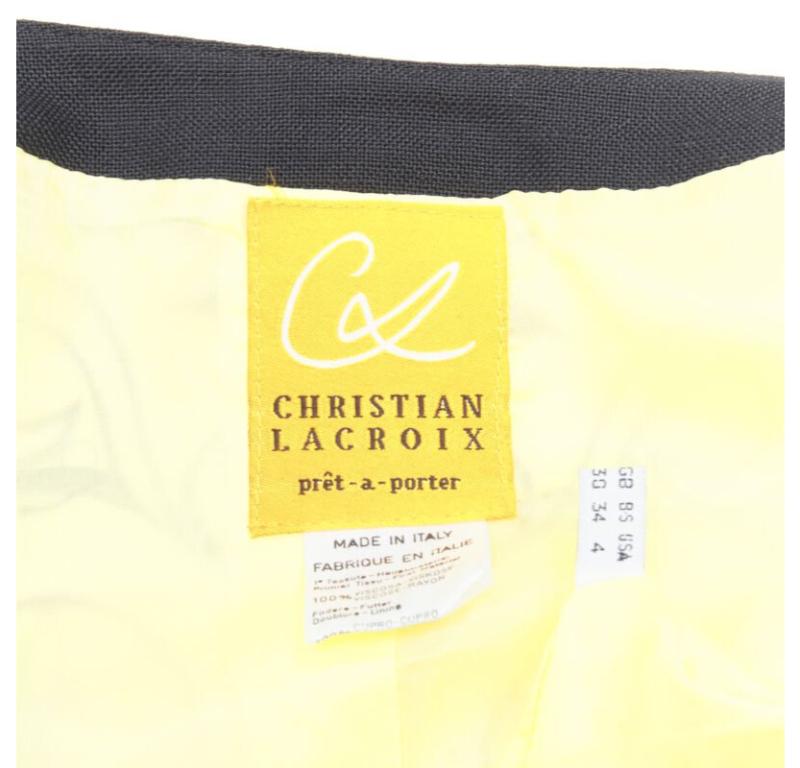 CHRISTIAN LACROIX Vintage yellow black Matador embroidery cropped jacket IT38 XS 6