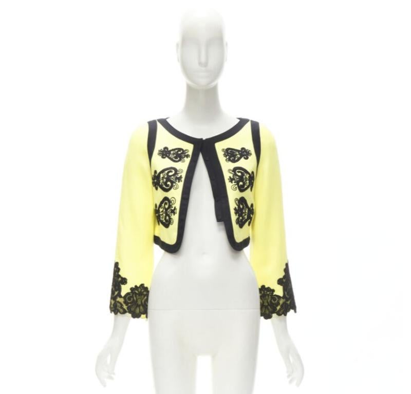 CHRISTIAN LACROIX Vintage yellow black Matador embroidery cropped jacket IT38 XS 7