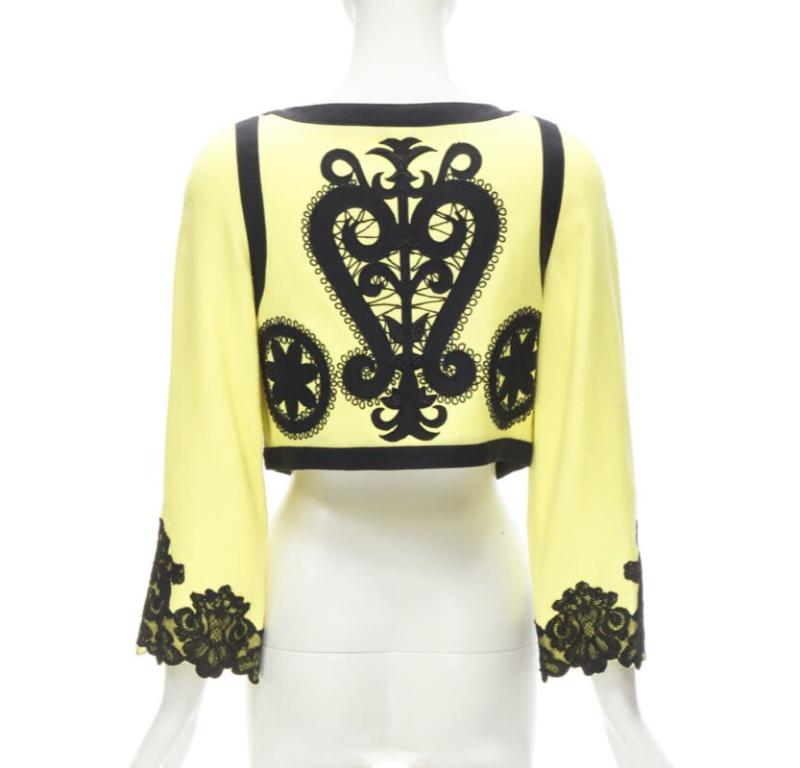 CHRISTIAN LACROIX Vintage yellow black Matador embroidery cropped jacket IT38 XS 2