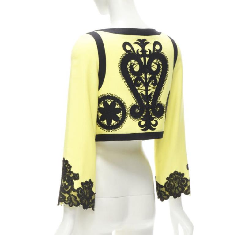 CHRISTIAN LACROIX Vintage yellow black Matador embroidery cropped jacket IT38 XS 3