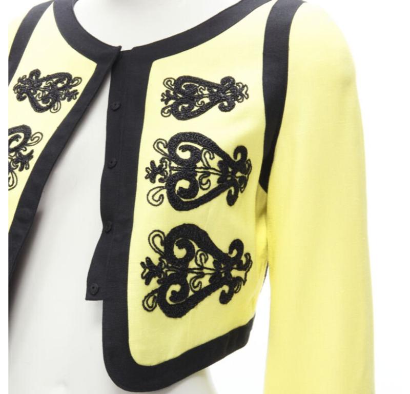 CHRISTIAN LACROIX Vintage yellow black Matador embroidery cropped jacket IT38 XS 4