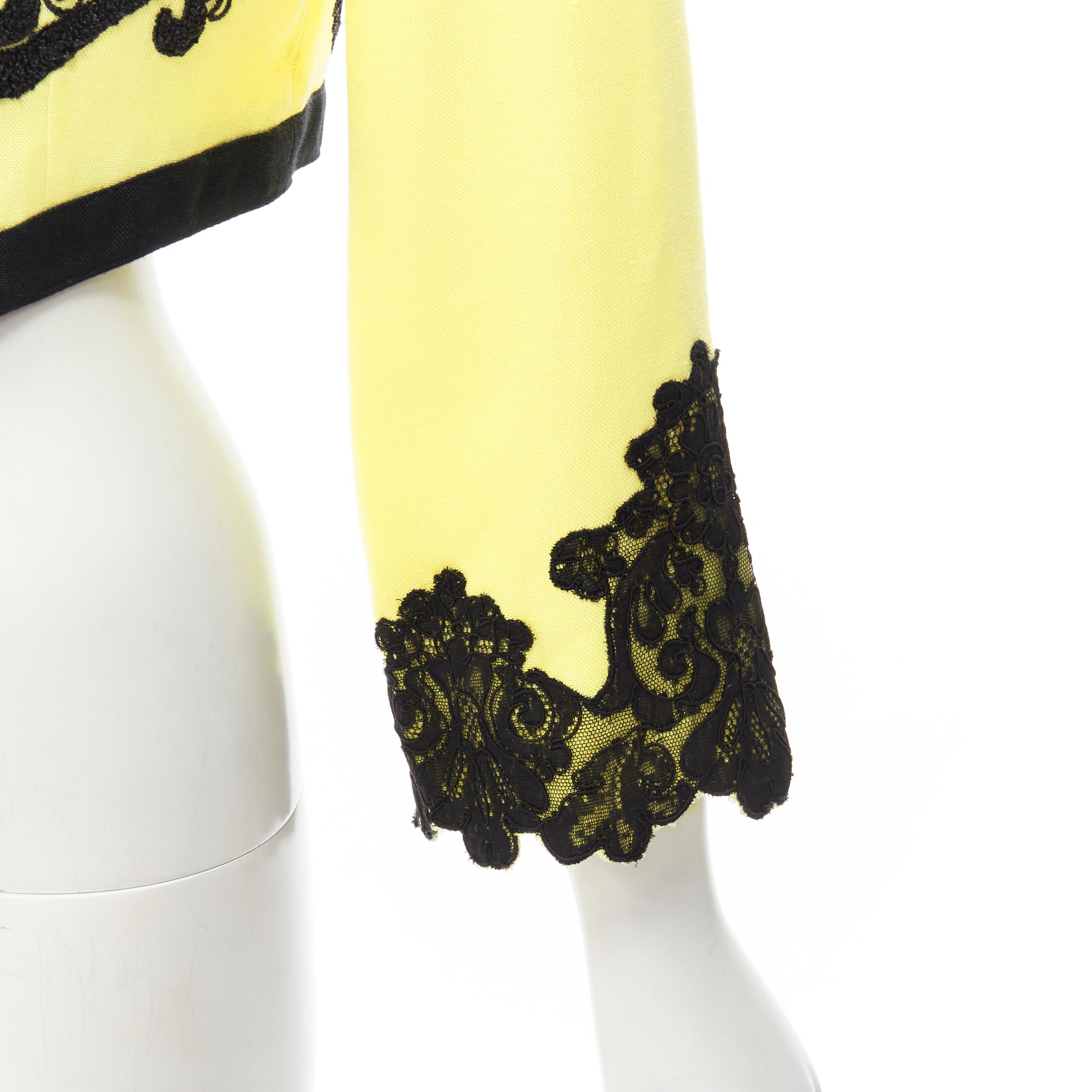 CHRISTIAN LACROIX Vintage yellow black Matador embroidery cropped jacket IT38 XS For Sale 2