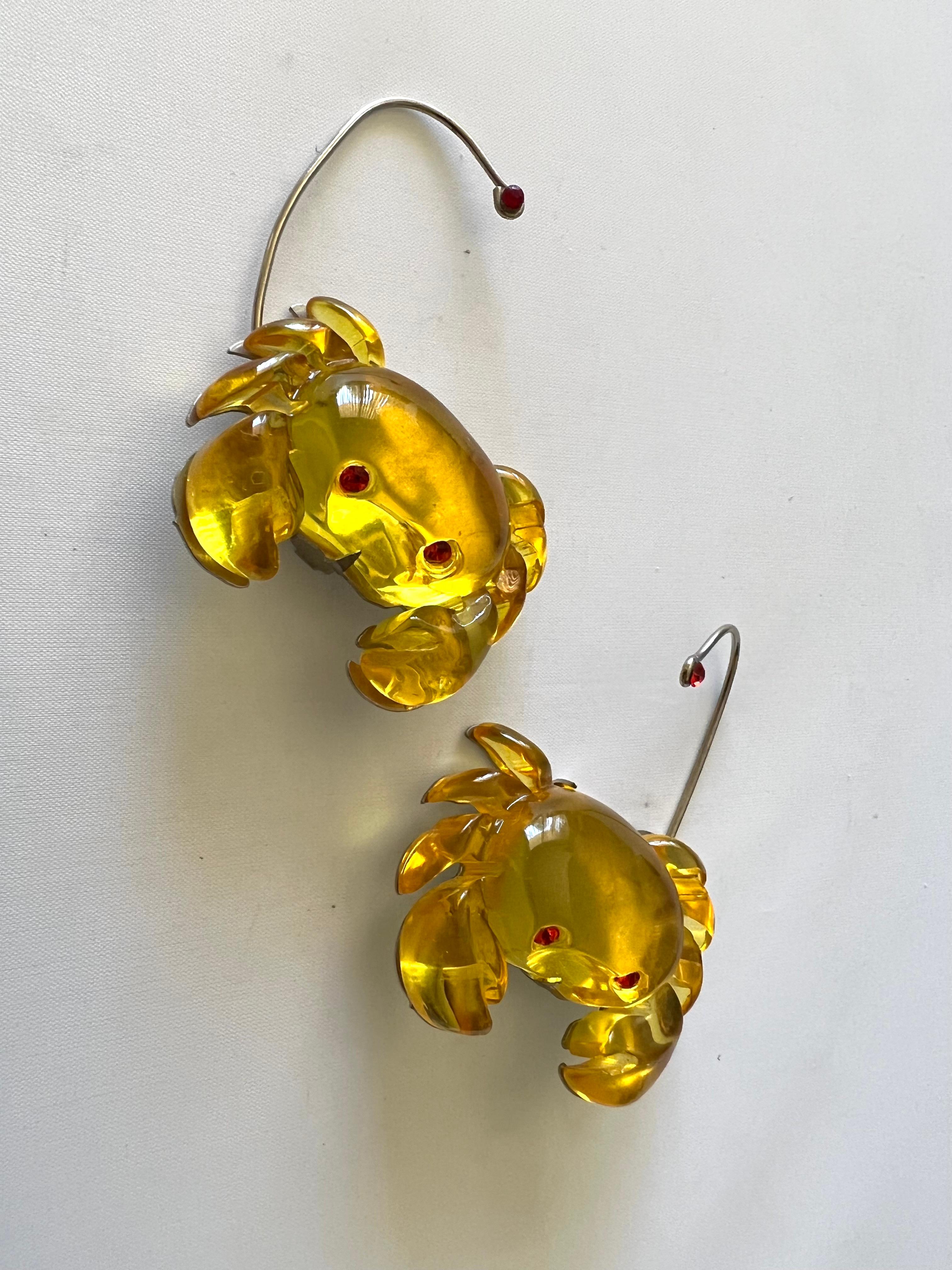 Christian Lacroix Vintage Yellow Crab Earrings  In Excellent Condition In Palm Springs, CA