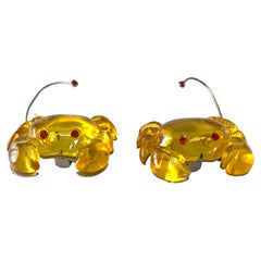 Christian Lacroix Vintage Yellow Crab Earrings 