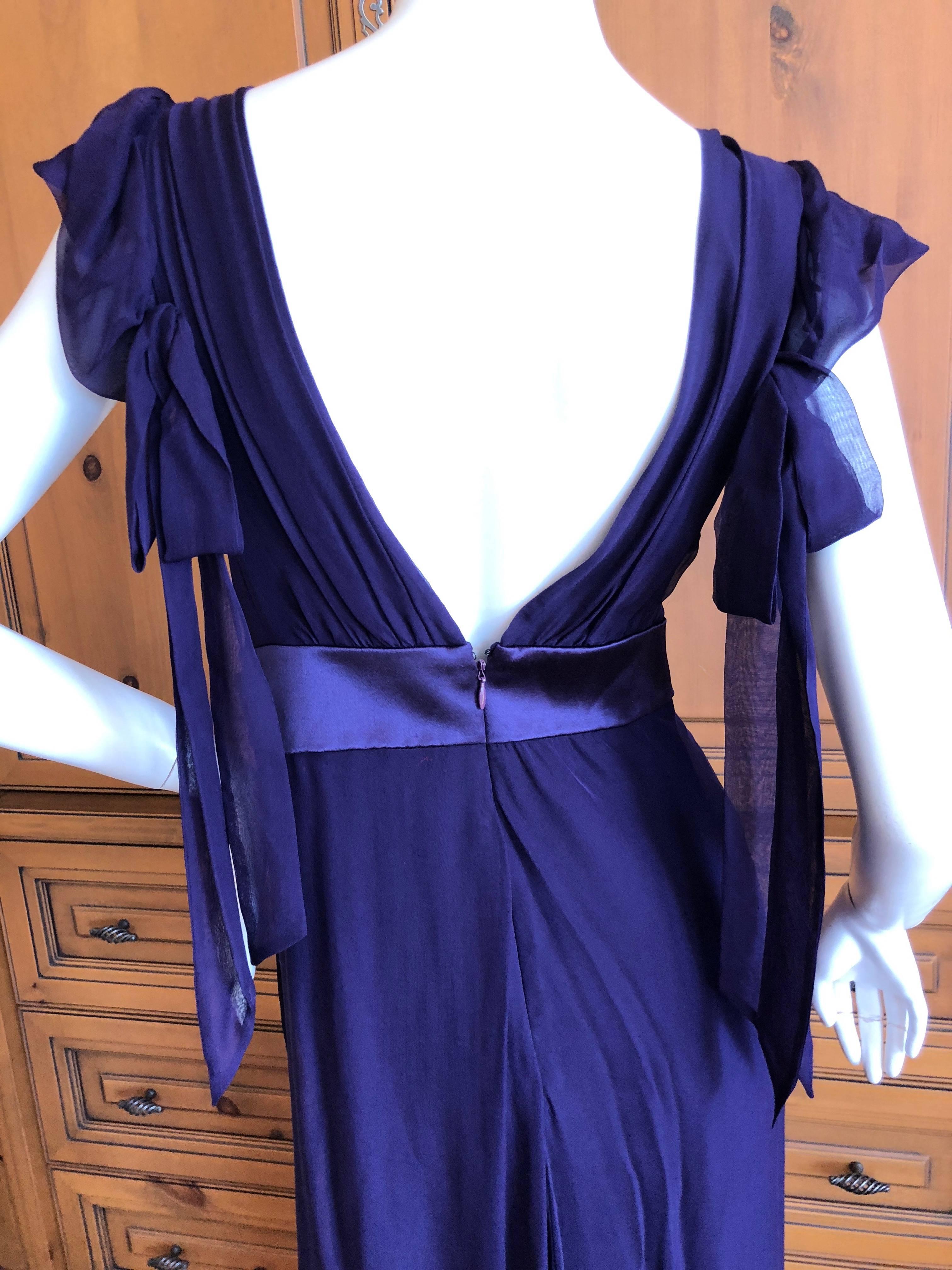 Christian Lacroix  Violet Vintage Silk Chiffon Low Cut Evening Dress 6