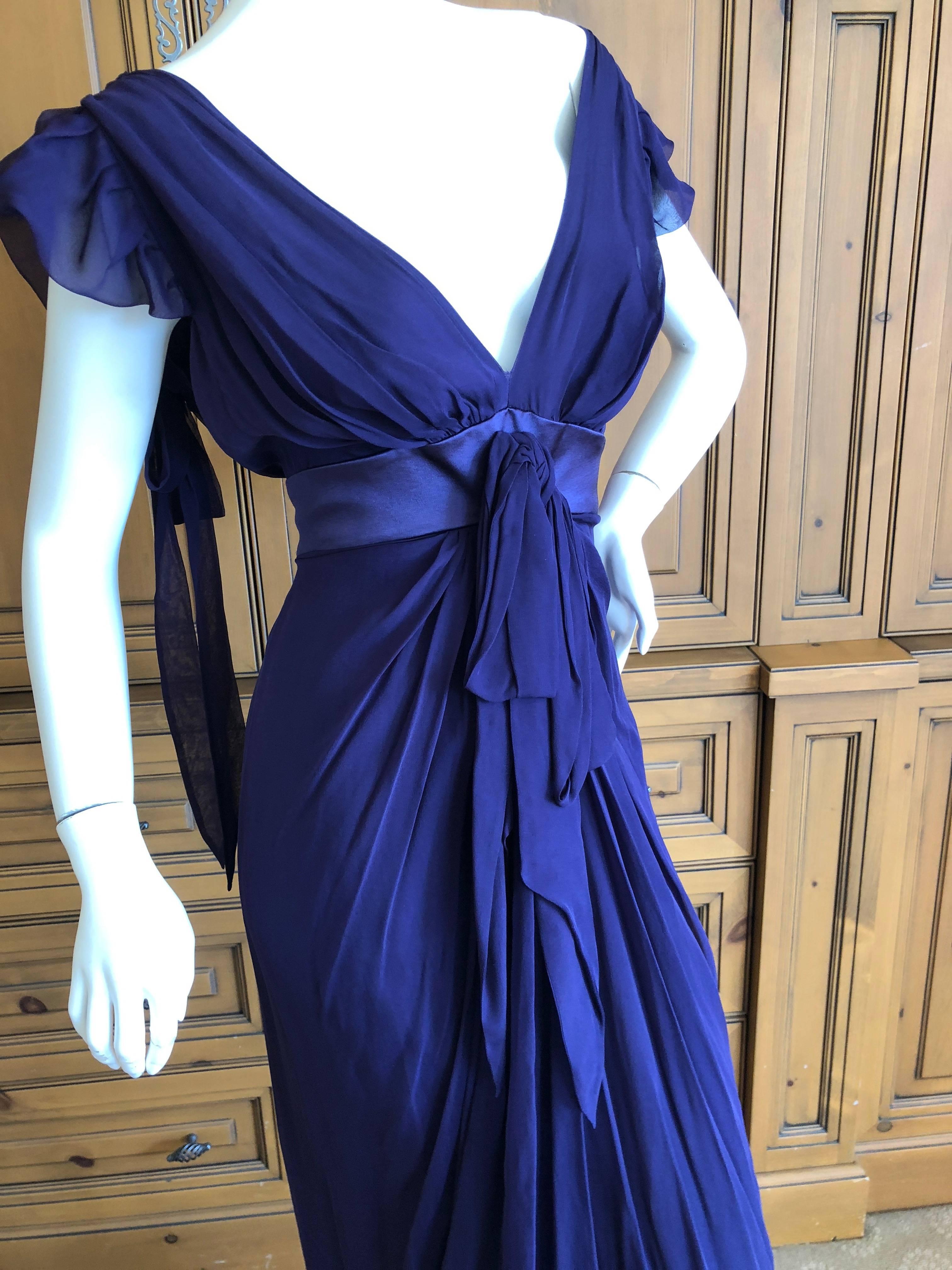 Women's Christian Lacroix  Violet Vintage Silk Chiffon Low Cut Evening Dress