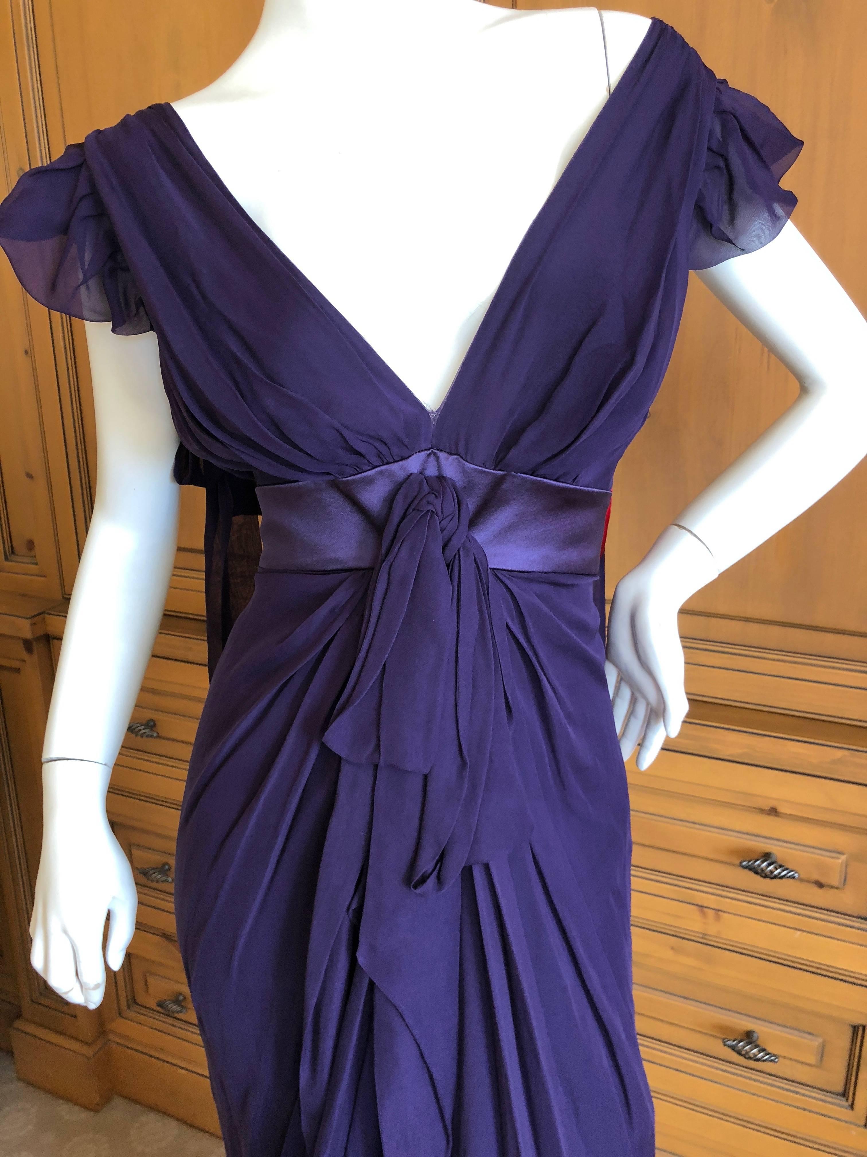 Christian Lacroix  Violet Vintage Silk Chiffon Low Cut Evening Dress 1