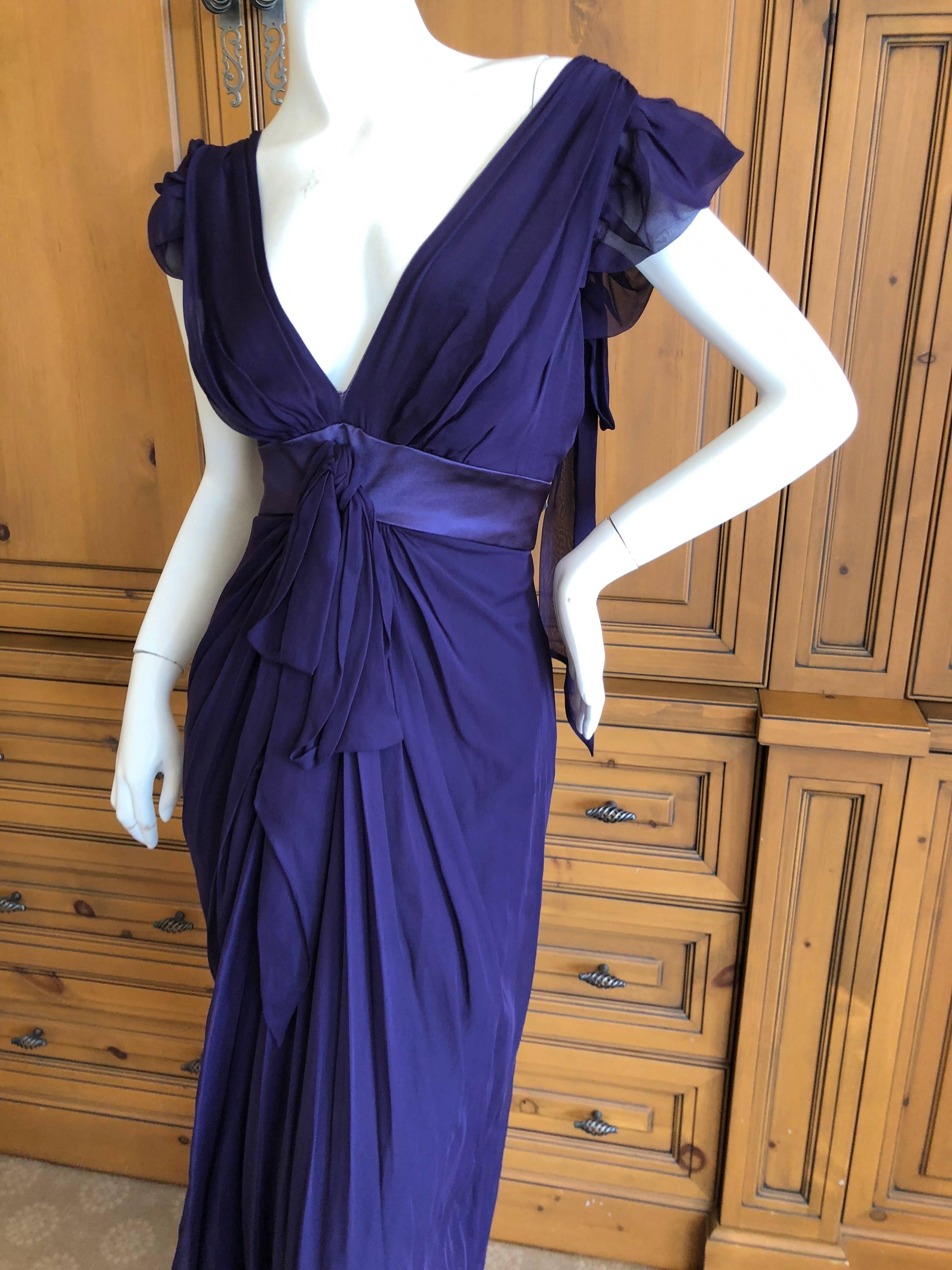 Christian Lacroix  Violet Vintage Silk Chiffon Low Cut Evening Dress 3