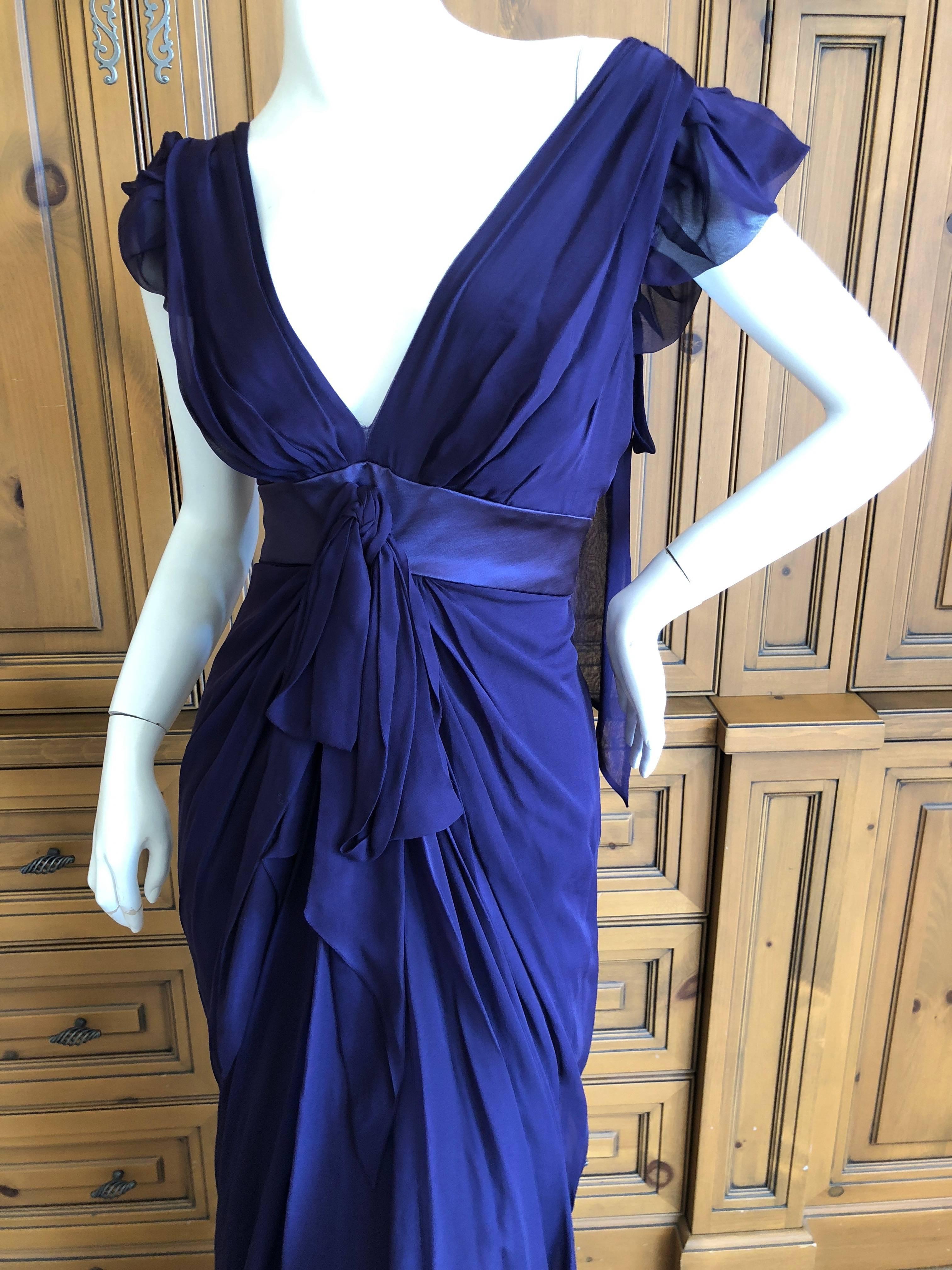 Christian Lacroix  Violet Vintage Silk Chiffon Low Cut Evening Dress 4