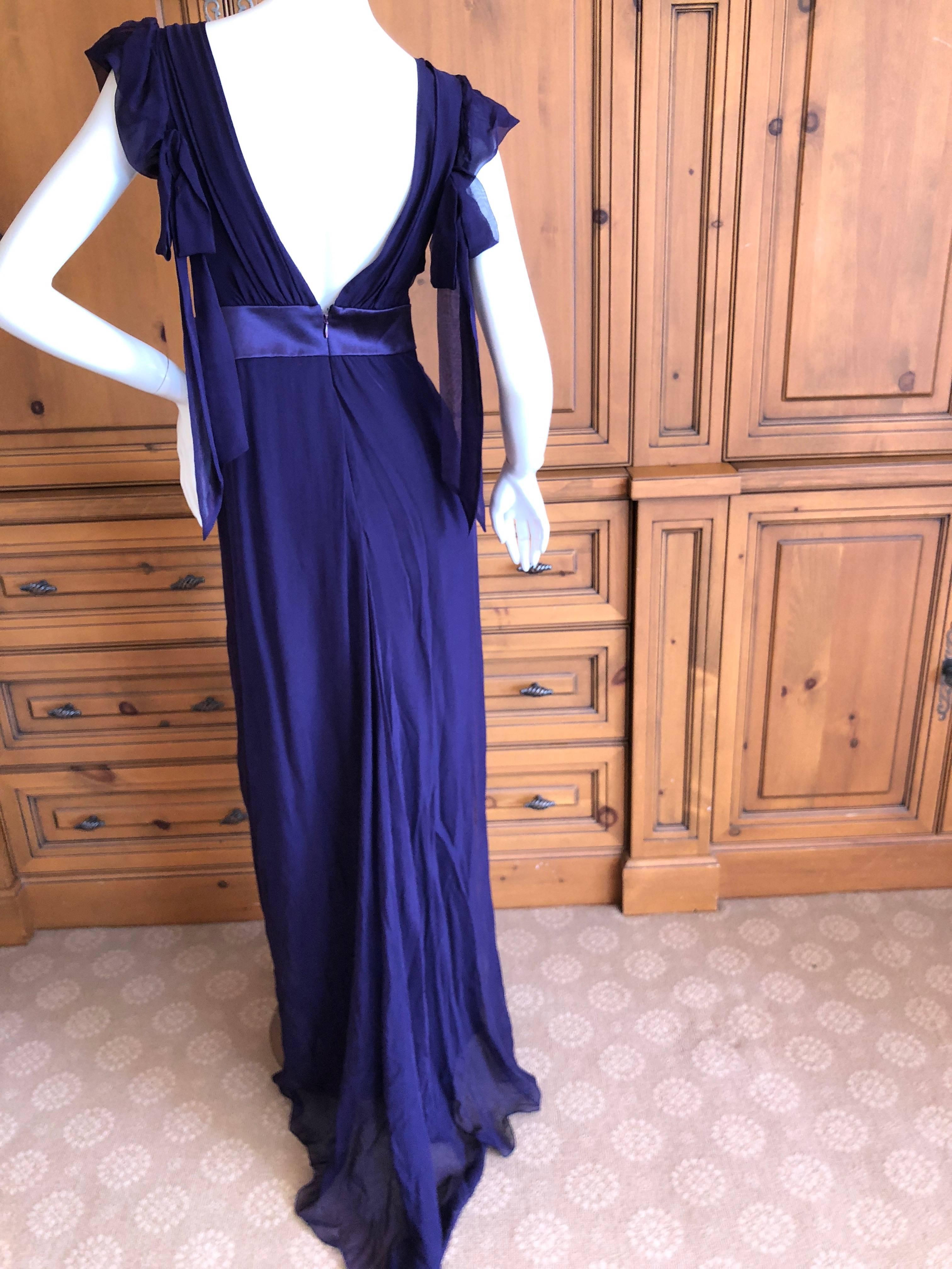 Christian Lacroix  Violet Vintage Silk Chiffon Low Cut Evening Dress 5