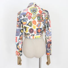 Christian Lacroix White Multicolor Patch Short Denim Jacket 1990s
