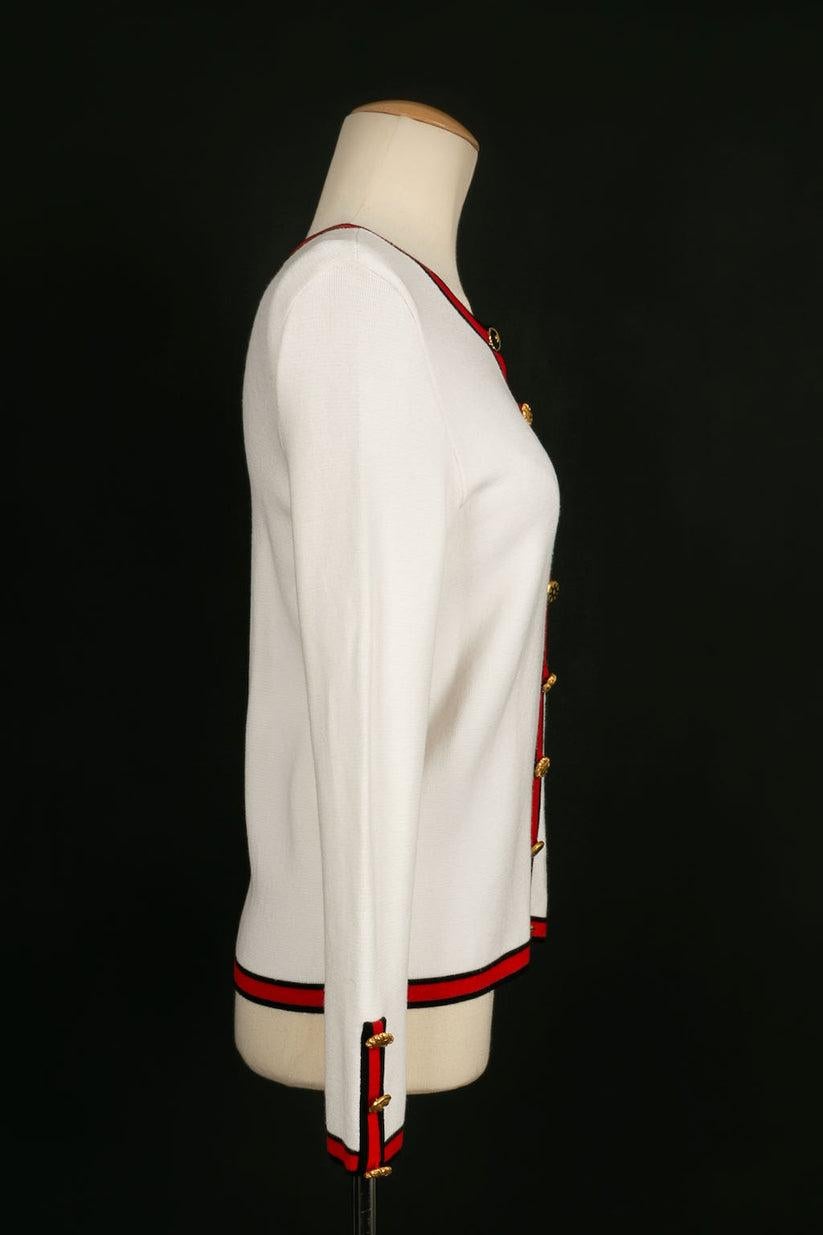 Beige Christian Lacroix White Vest Bordered with Red and Black Braids For Sale