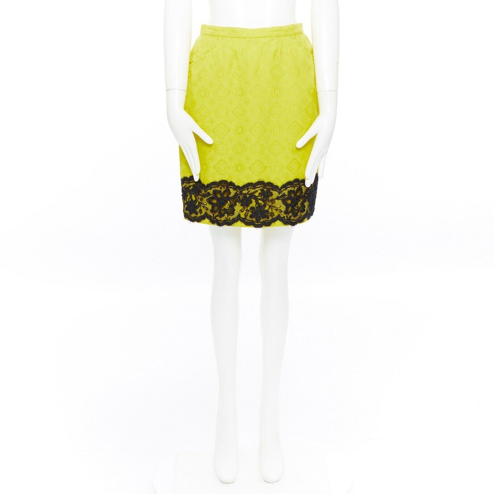 yellow lace pencil skirt