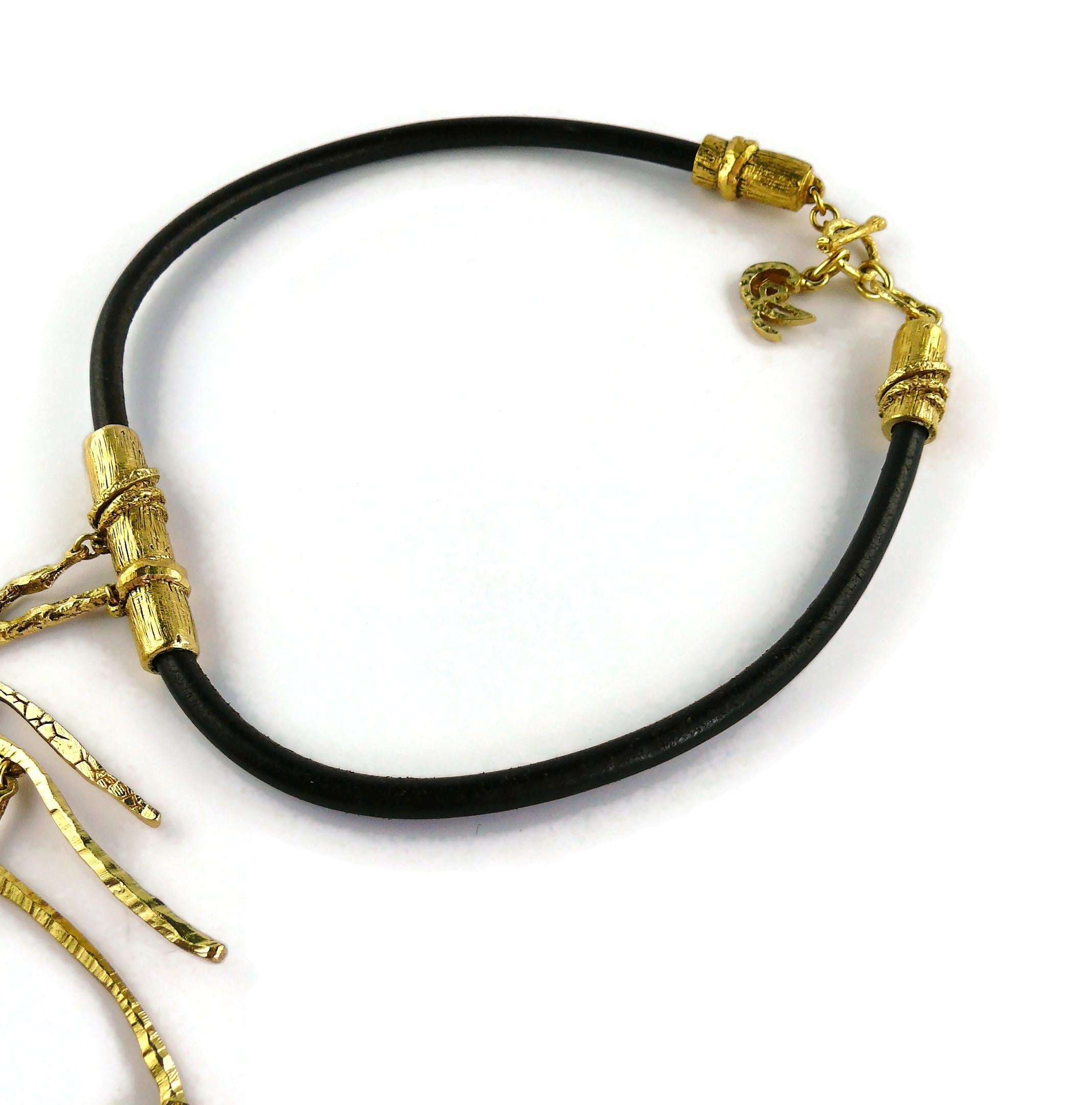 Christian Lacroix Asymetric Gold Toned Brutalist Plastron Necklace  For Sale 7