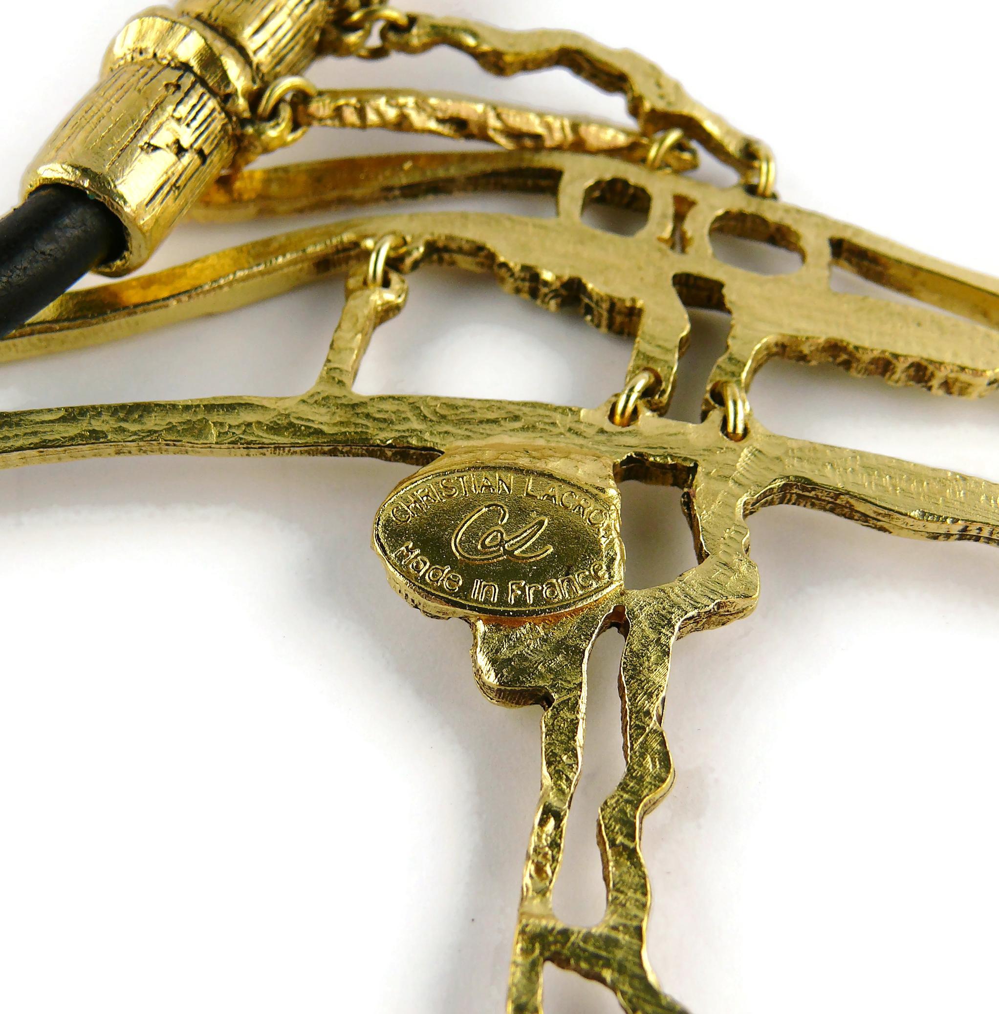 Christian Lacroix Asymetric Gold Toned Brutalist Plastron Necklace  For Sale 10