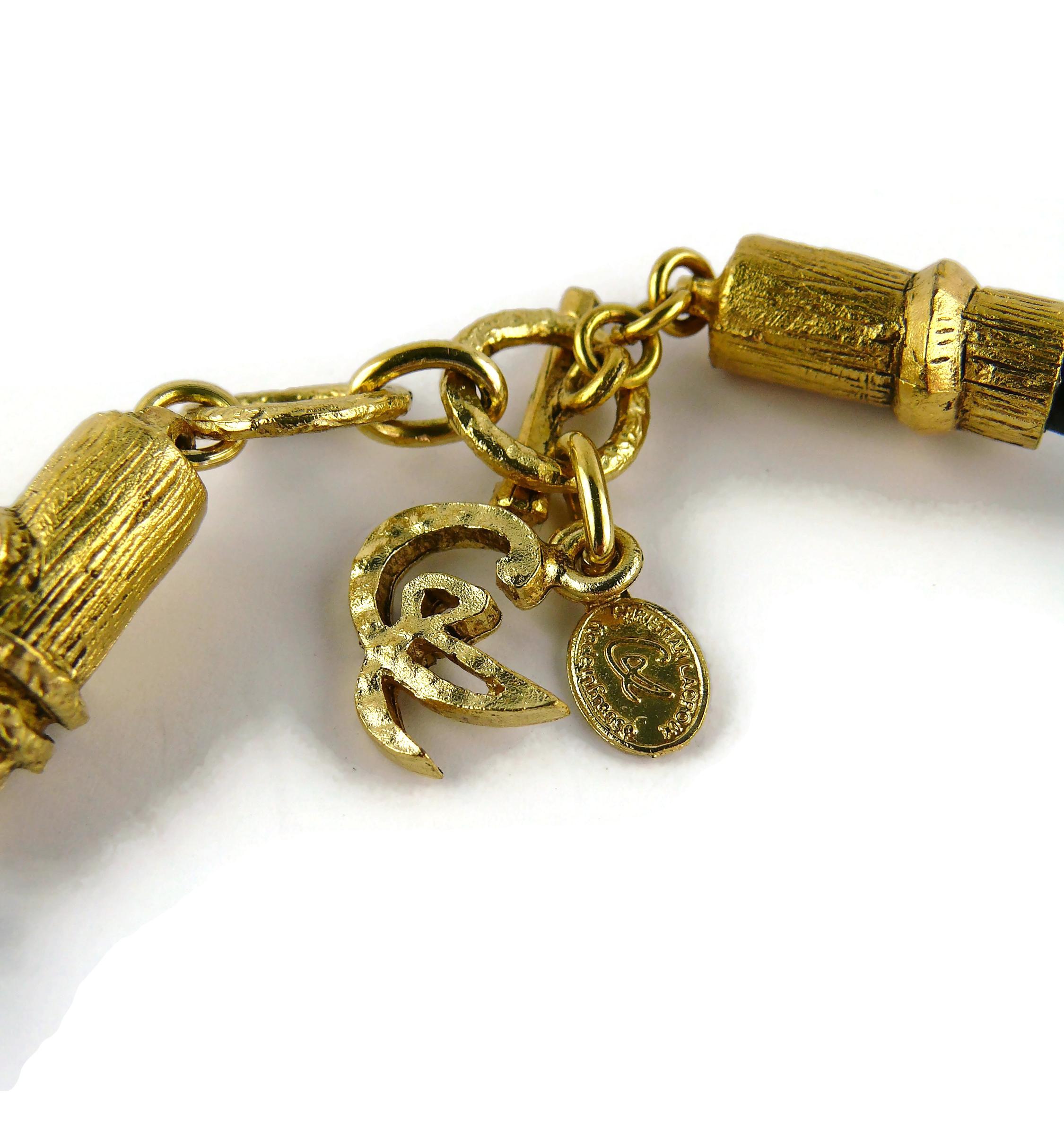 Christian Lacroix Asymetric Gold Toned Brutalist Plastron Necklace For Sale 12
