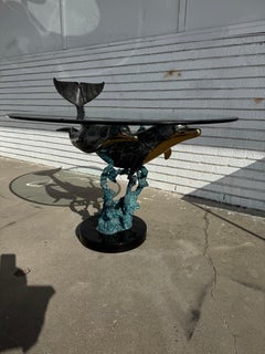 Christian Lassen Signed 15/75 Limited Edition Bronze Dolphins Swimming Table