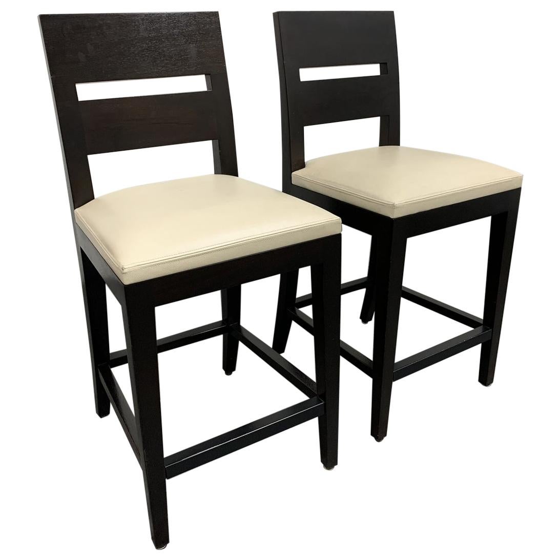 Christian Liagre for Holly Hunt "Archipel" Leather Bar Stools, a Pair