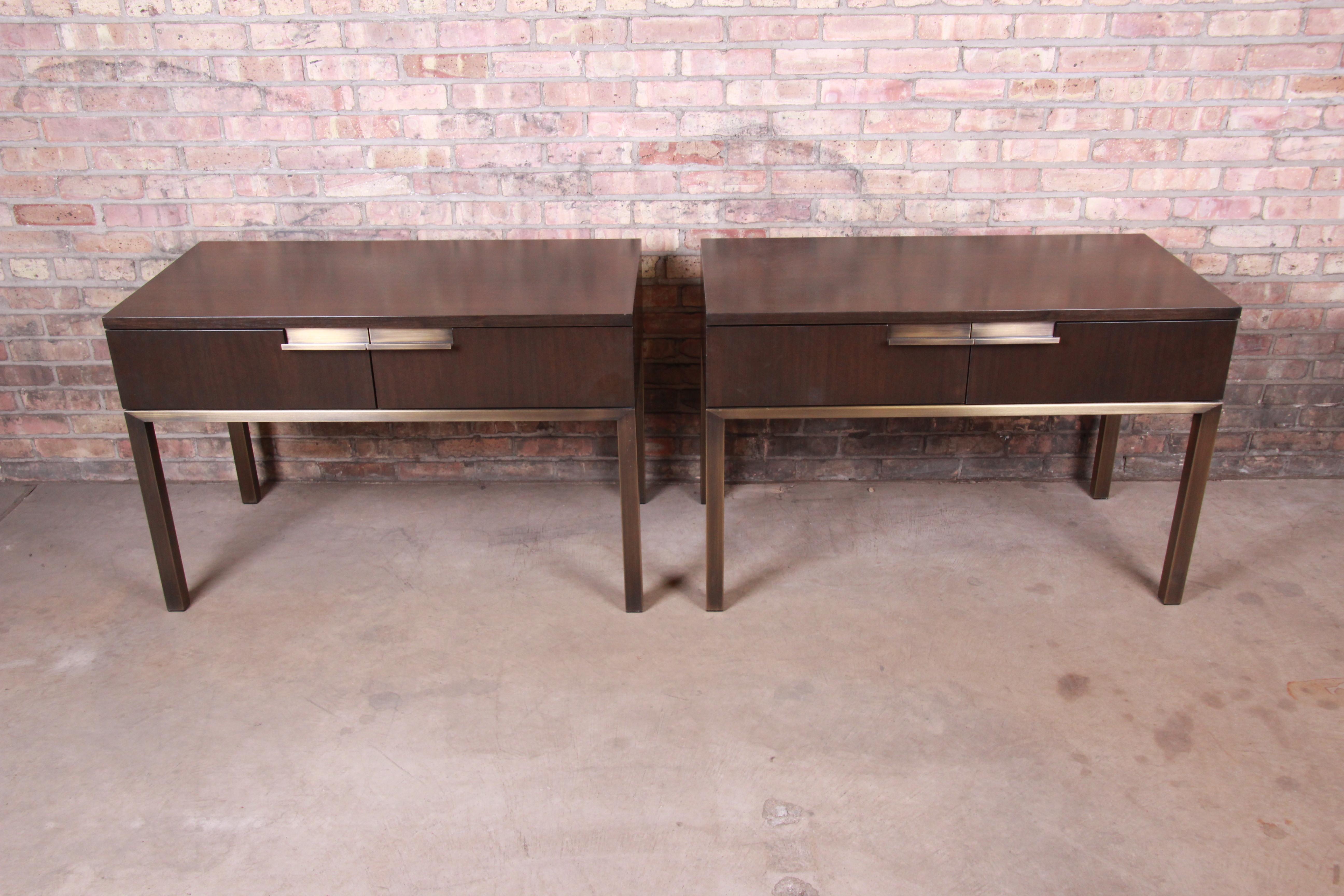 An exceptional pair of two-drawer custom modern 