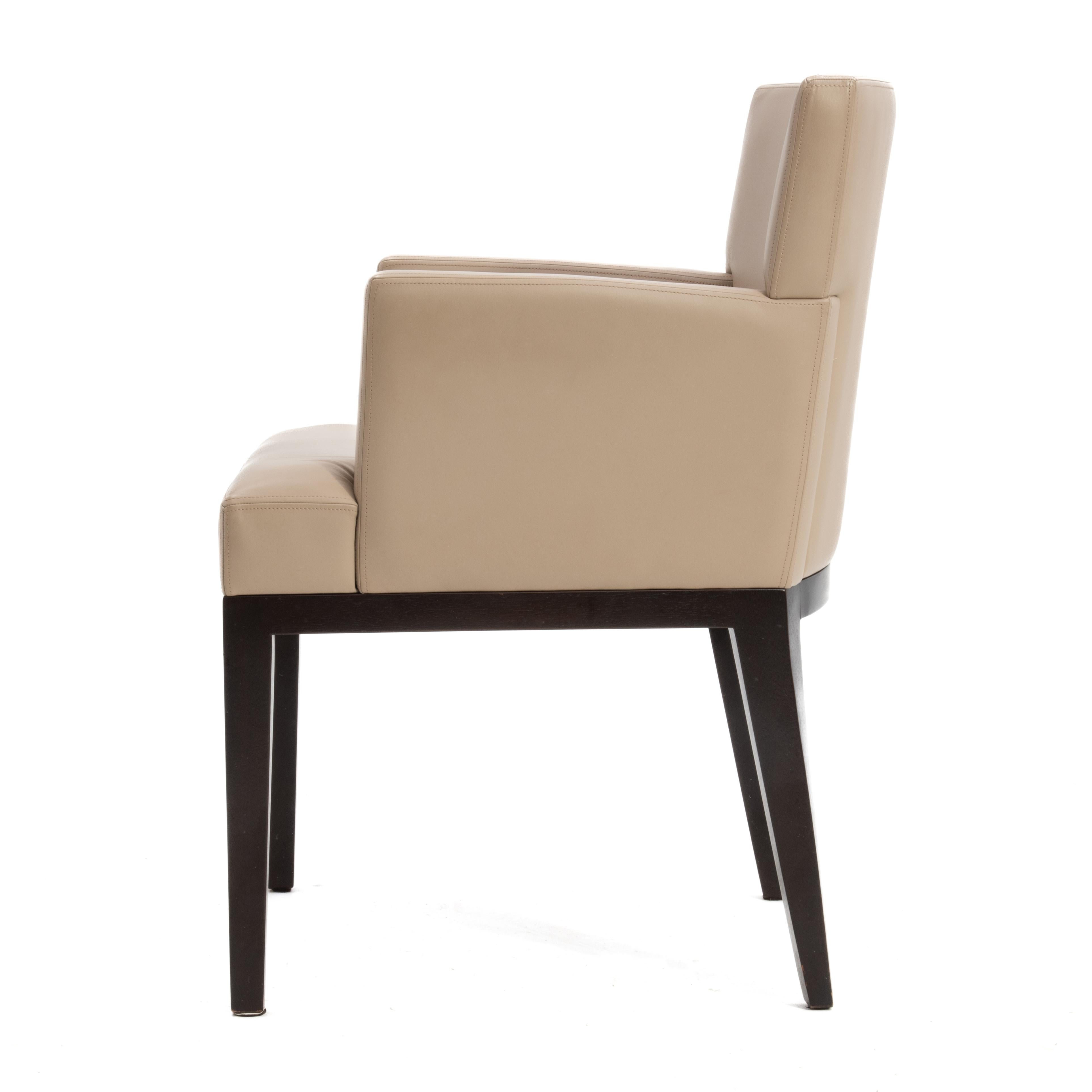 Modern Christian Liaigre at Holly Hunt Leather Arm Chair Beige Ebonized