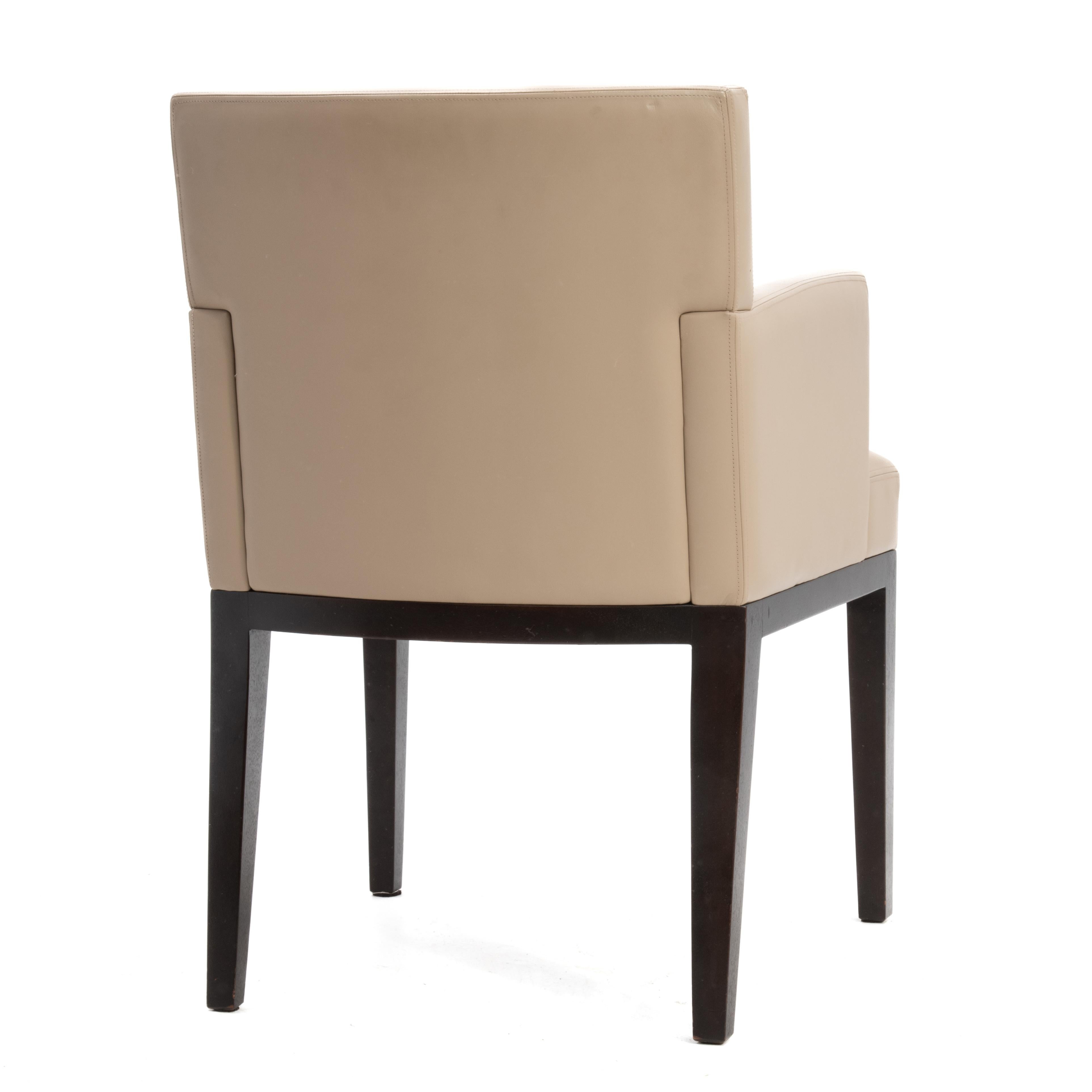 Christian Liaigre at Holly Hunt Leather Arm Chair Beige Ebonized In Good Condition In Forest Grove, PA