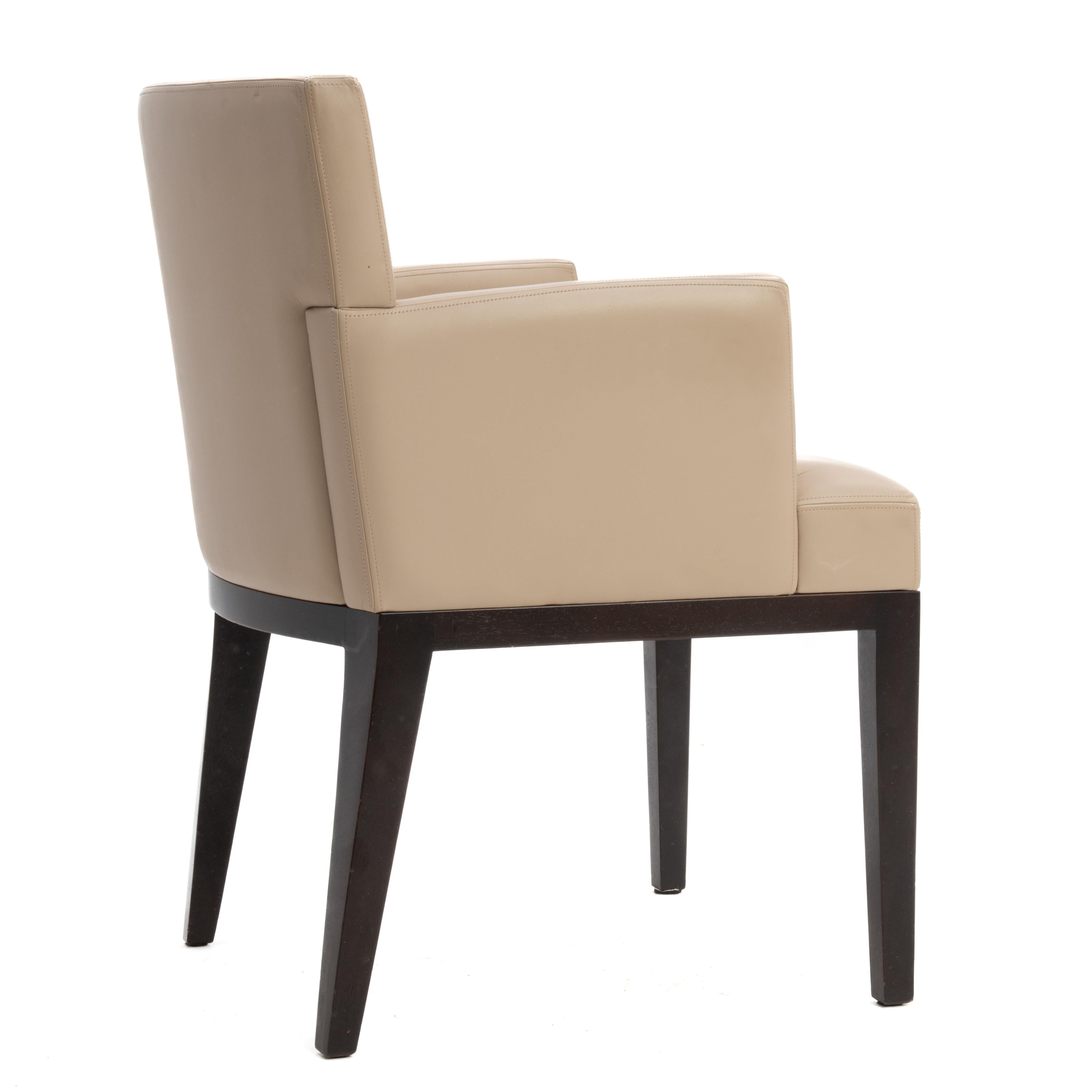 Contemporary Christian Liaigre at Holly Hunt Leather Arm Chair Beige Ebonized