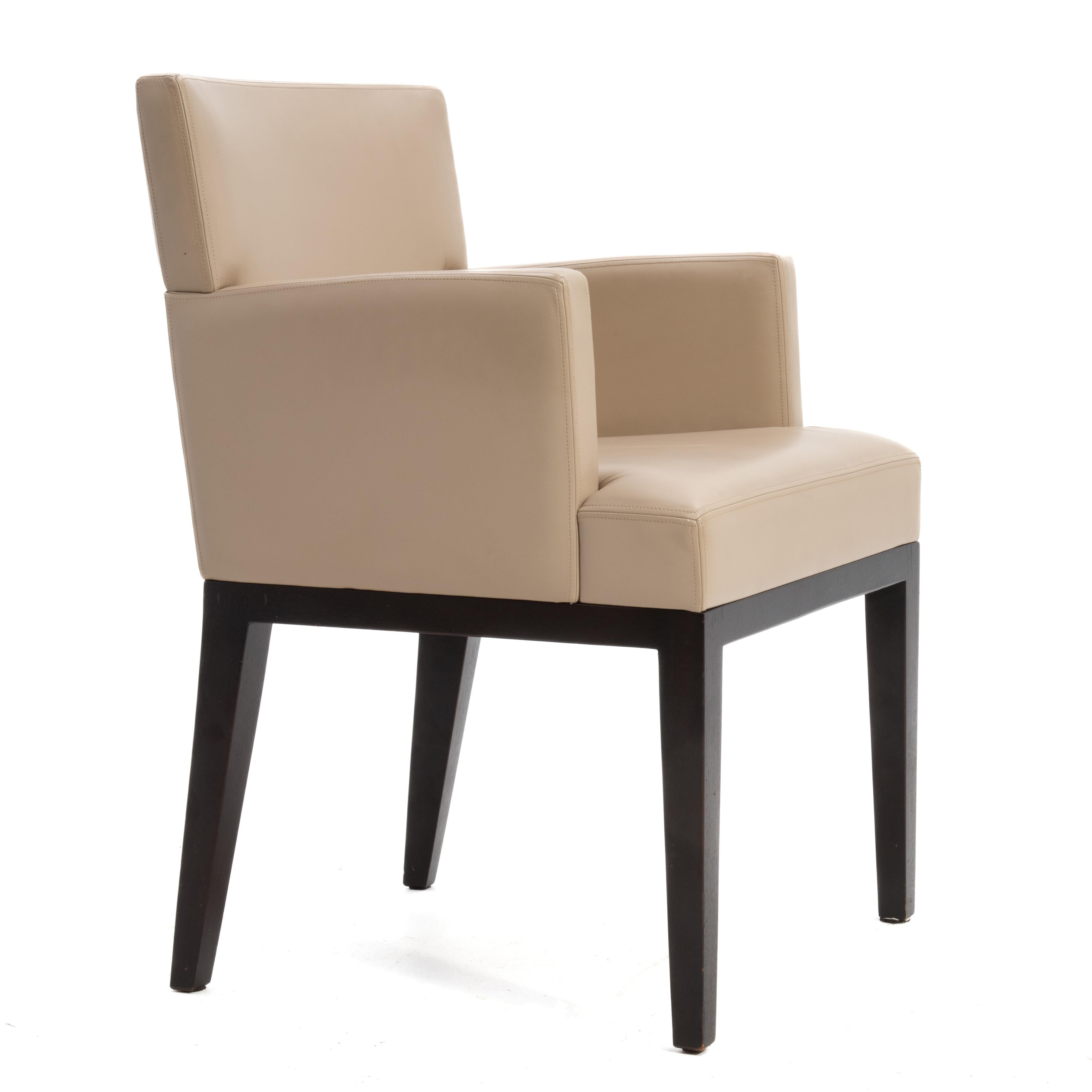 Christian Liaigre at Holly Hunt Leather Arm Chair Beige Ebonized 1