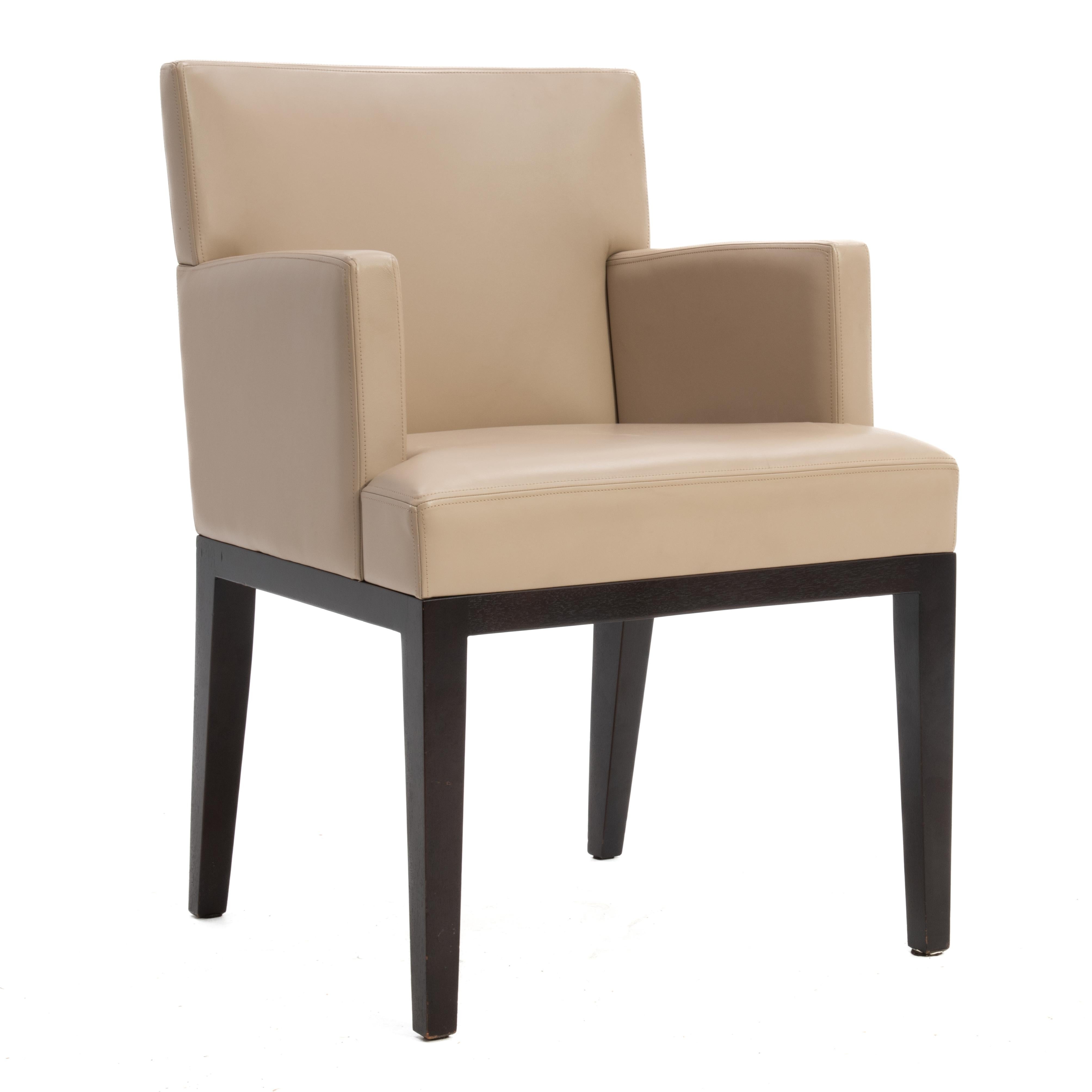 Christian Liaigre at Holly Hunt Leather Arm Chair Beige Ebonized 2