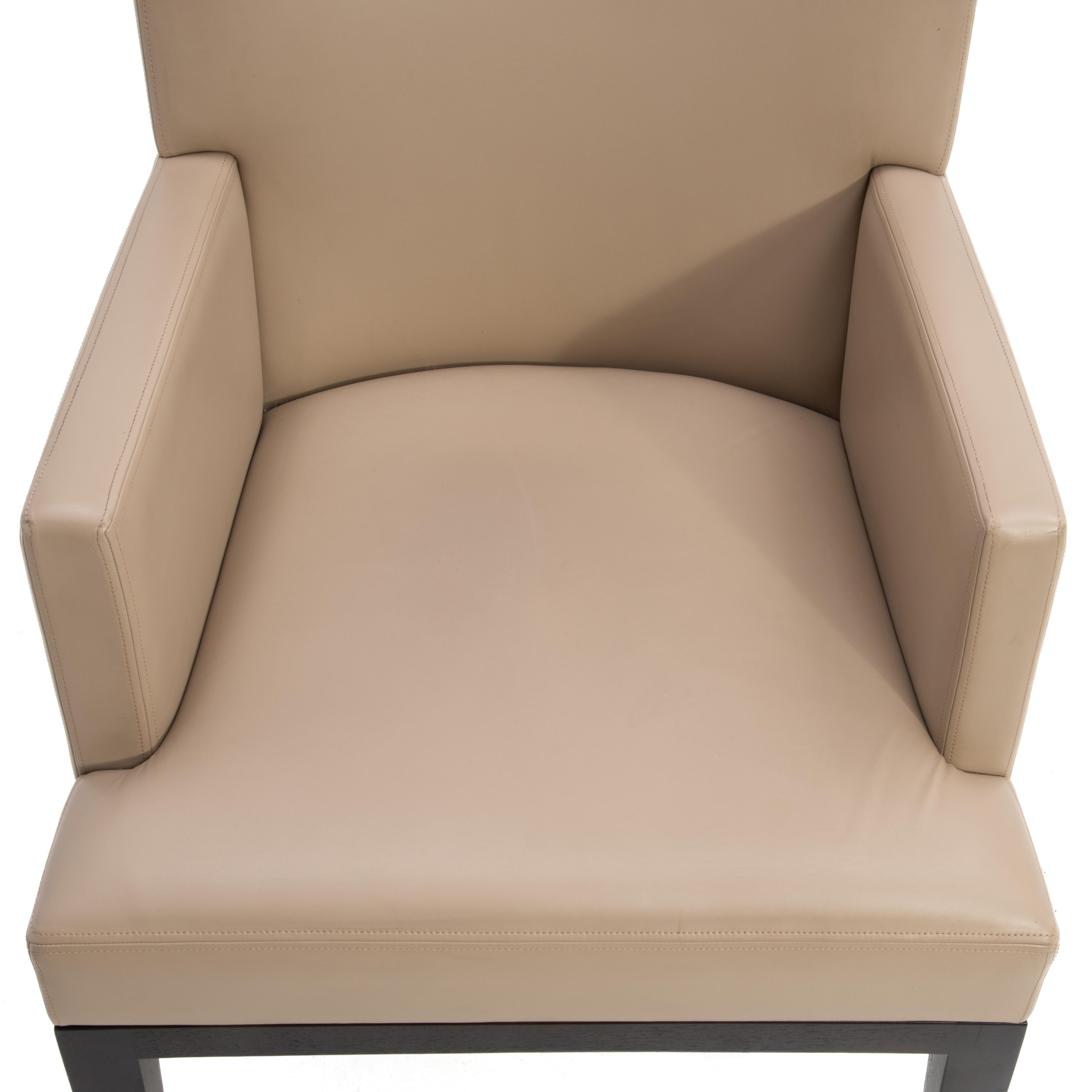 Christian Liaigre at Holly Hunt Leather Arm Chair Beige Ebonized 3