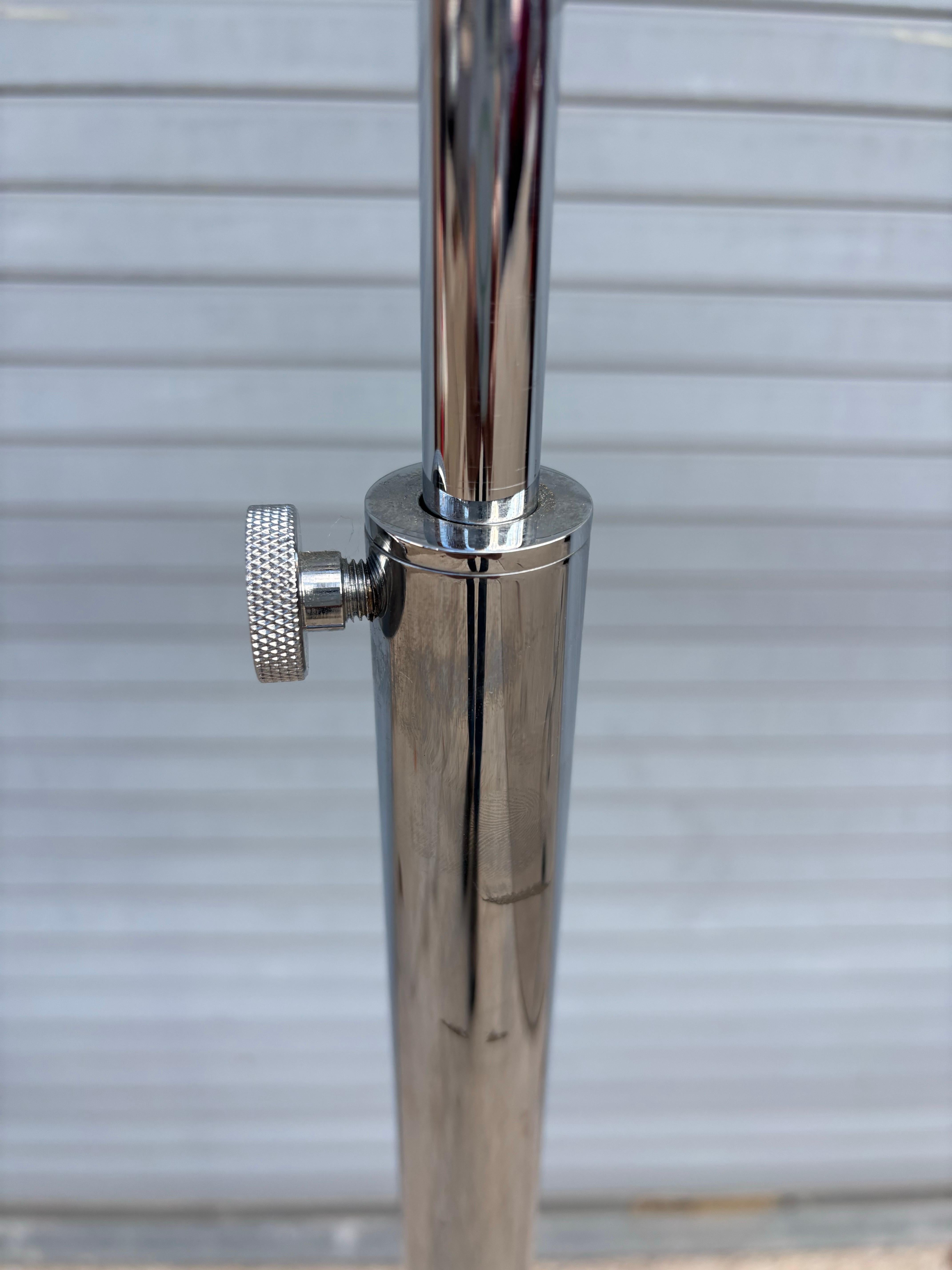 Christian Liaigre attributed Floor Lamp for Pastora Design.  Base and Shaft in a heavy chrome finish.  Lamp adjusts in height from 48