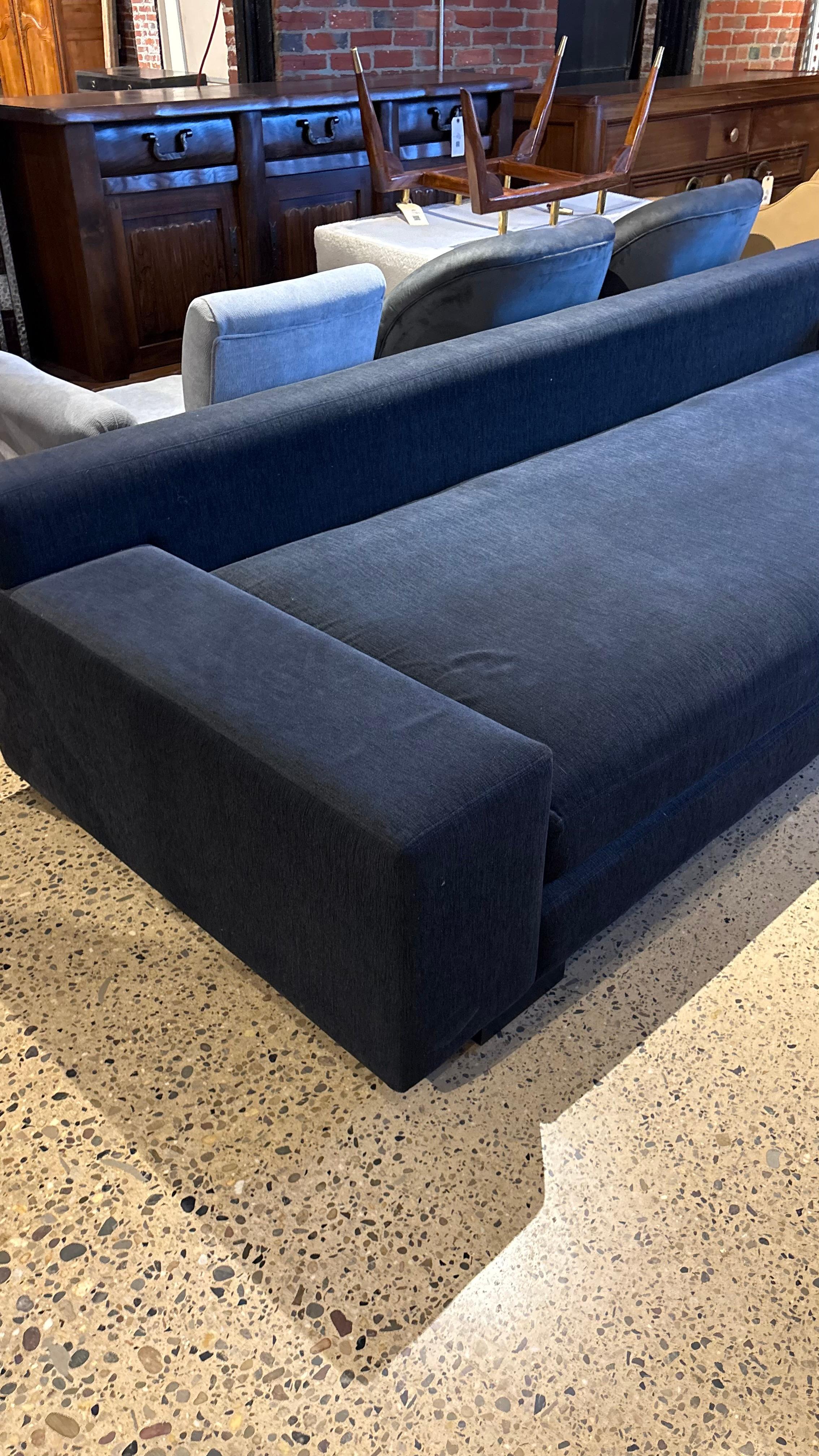 Fabric Christian Liaigre Augustin Sofa in Navy Blue For Sale