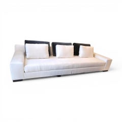 Christian Liaigre "Augustin" White Sofa with Black Accent Cushions