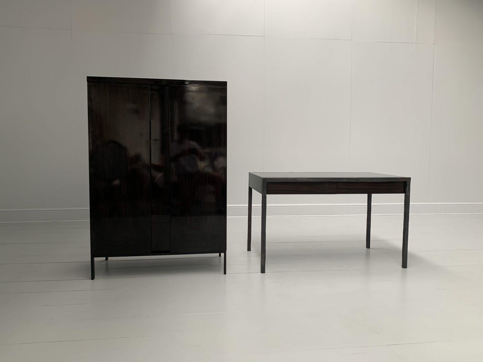 Contemporary Christian Liaigre “Bartholomeo” Desk & Bookcase – In Macassar & Bronze For Sale