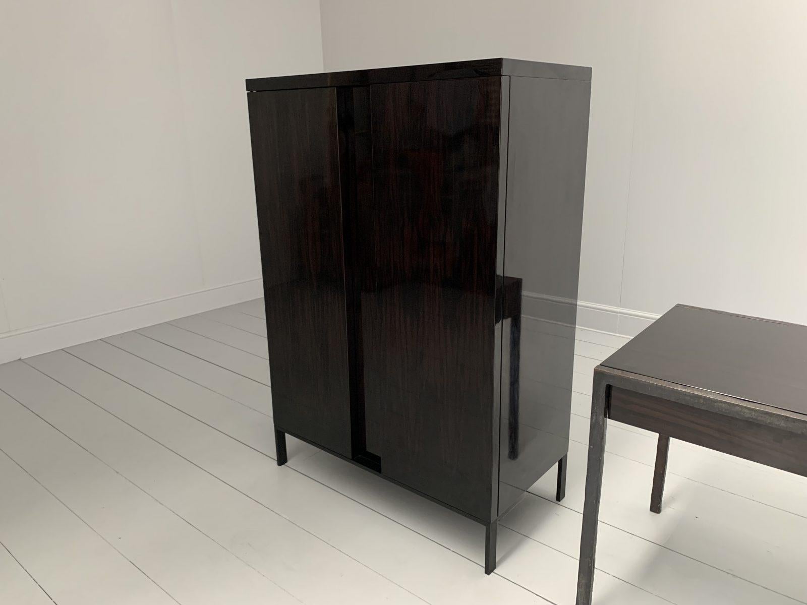 Christian Liaigre “Bartholomeo” Desk & Bookcase – In Macassar & Bronze For Sale 1