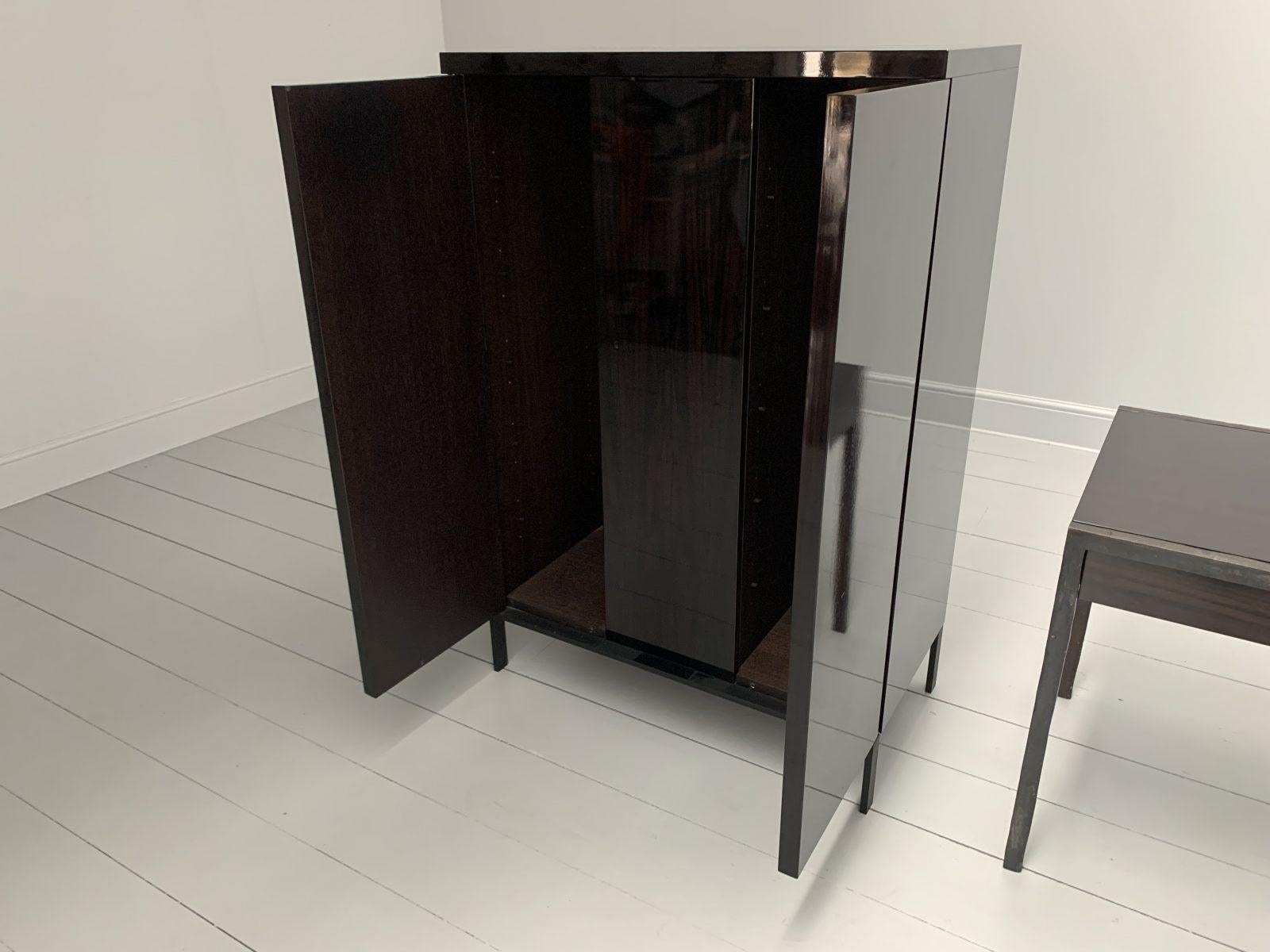 Christian Liaigre “Bartholomeo” Desk & Bookcase – In Macassar & Bronze For Sale 3