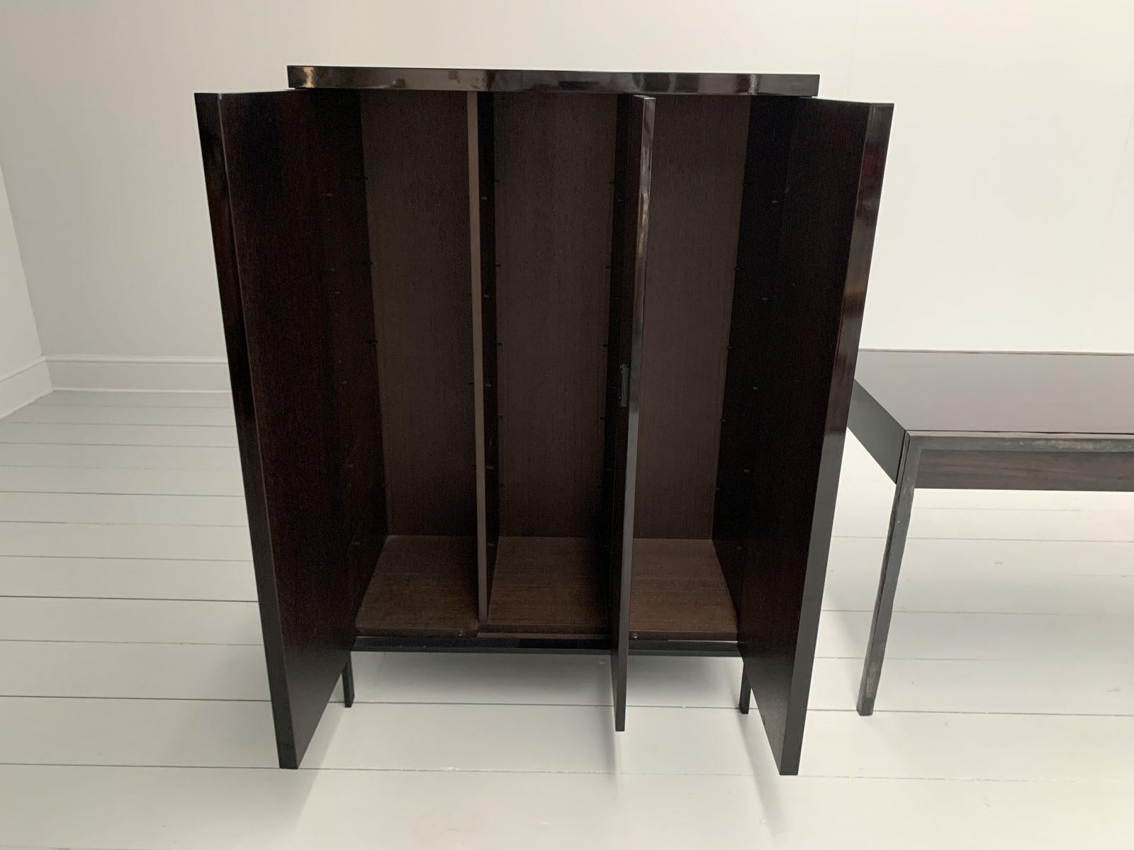 Christian Liaigre “Bartholomeo” Desk & Bookcase – In Macassar & Bronze For Sale 4