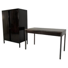 Used Christian Liaigre “Bartholomeo” Desk & Bookcase – In Macassar & Bronze