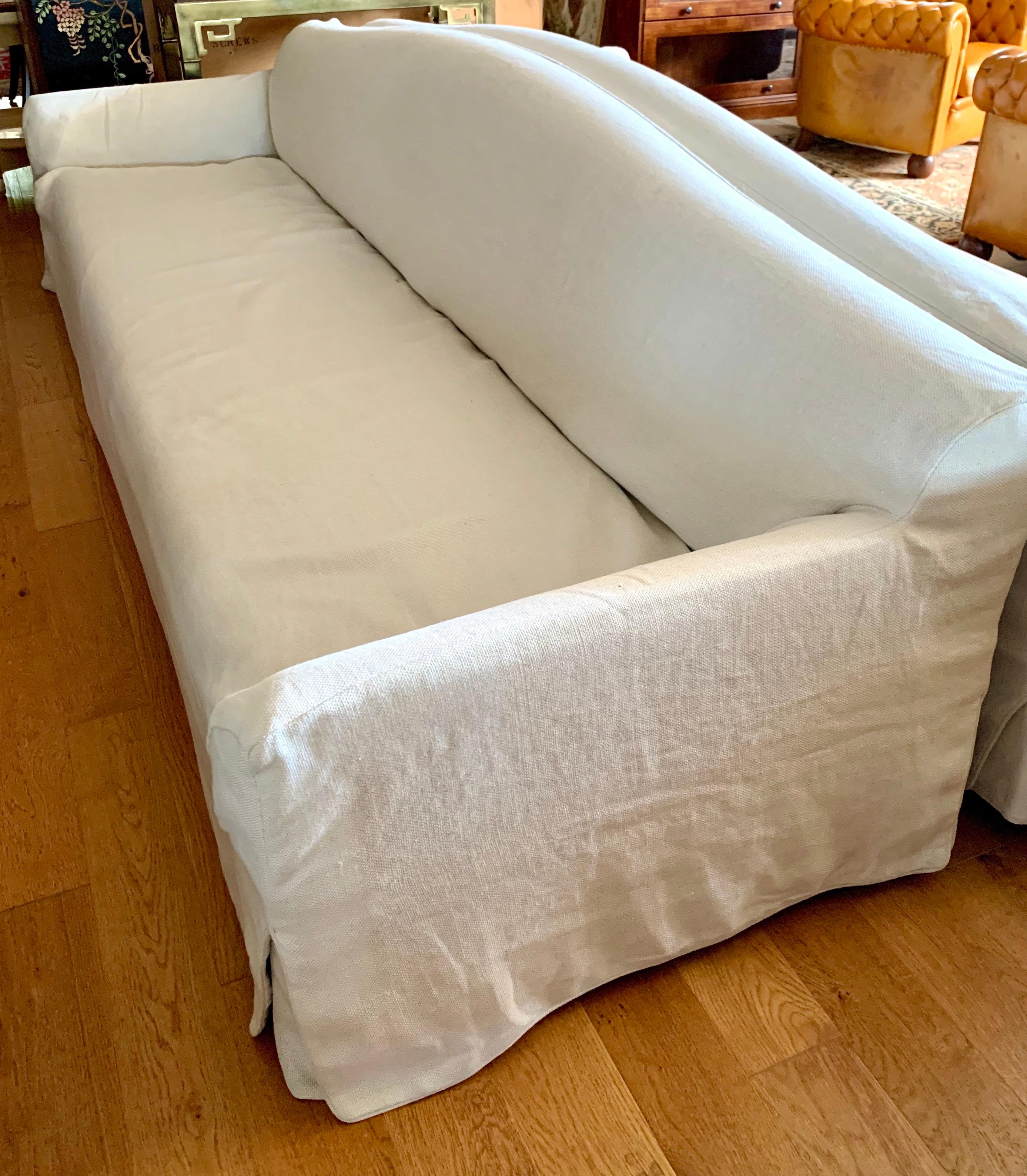 American Christian Liaigre Basse Terra Linen Slipcovered Sofa for Holly Hunt Number 2
