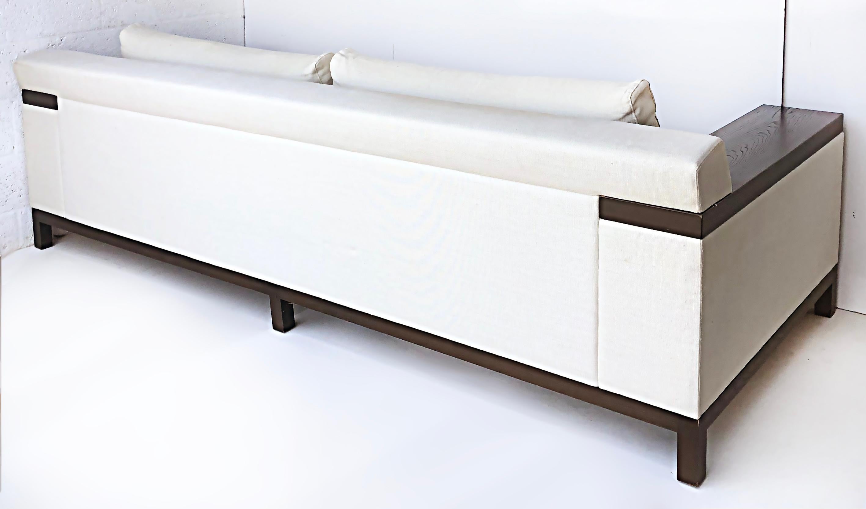 French Christian Liaigre Beluga Sofa, Ebonized Wood w/Liaigre Belgian Linen Upholstery